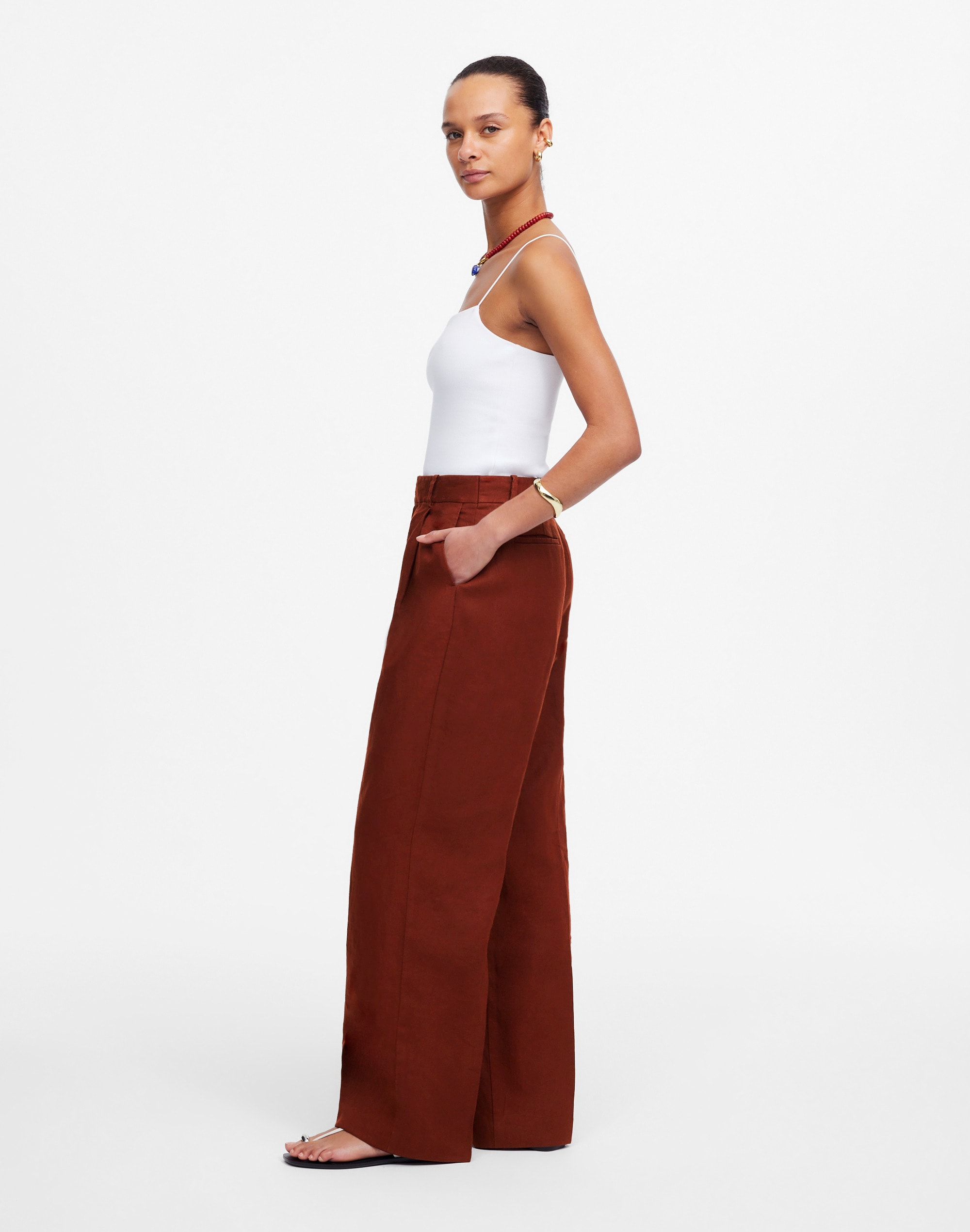 Slouchy Straight Pants in 100% Linen