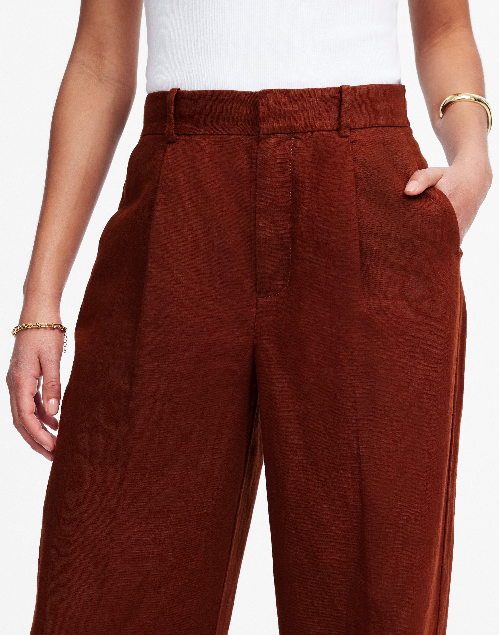 Slouchy Straight Pants in 100% Linen