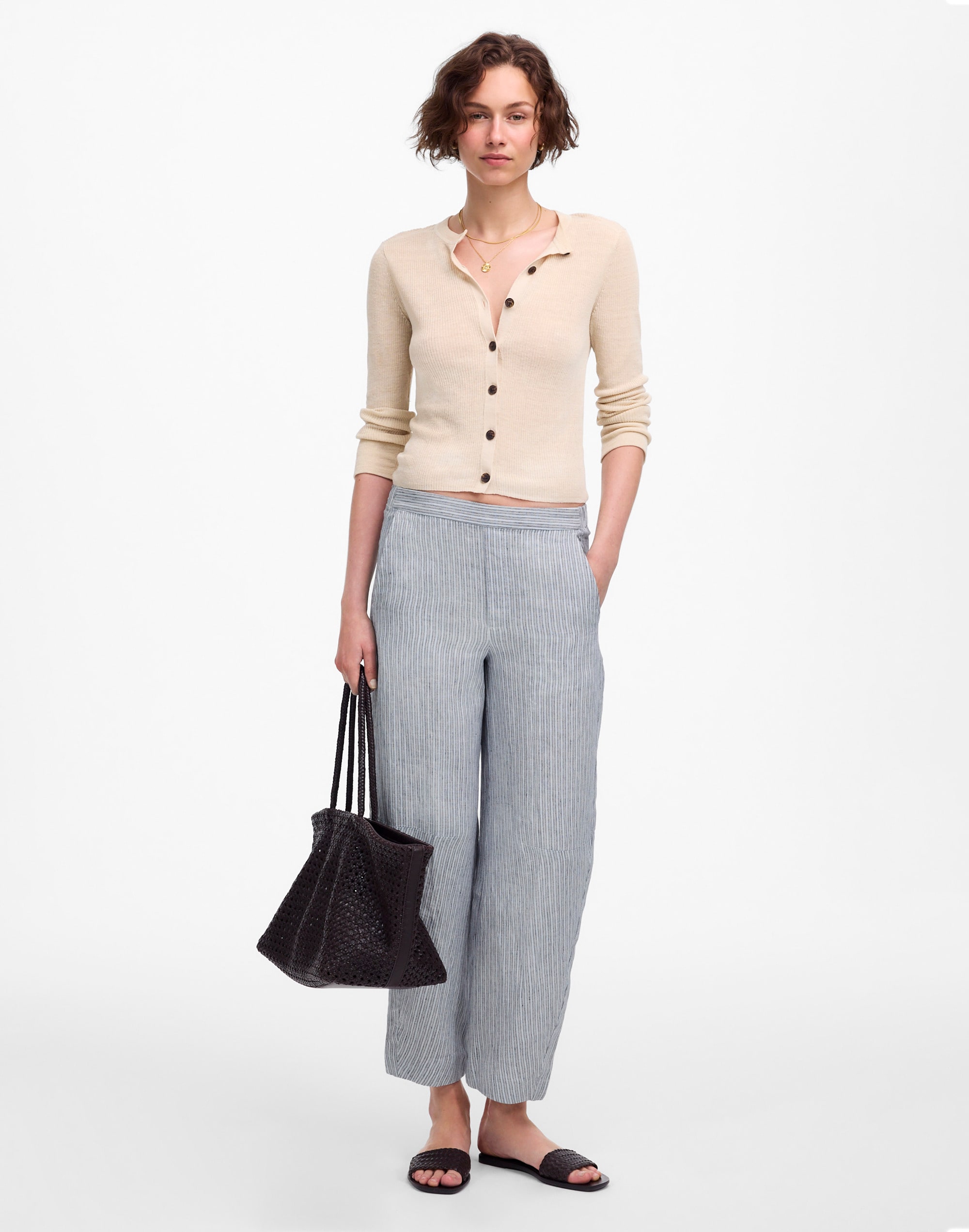 Pull-On Barrel Pants in 100% Linen