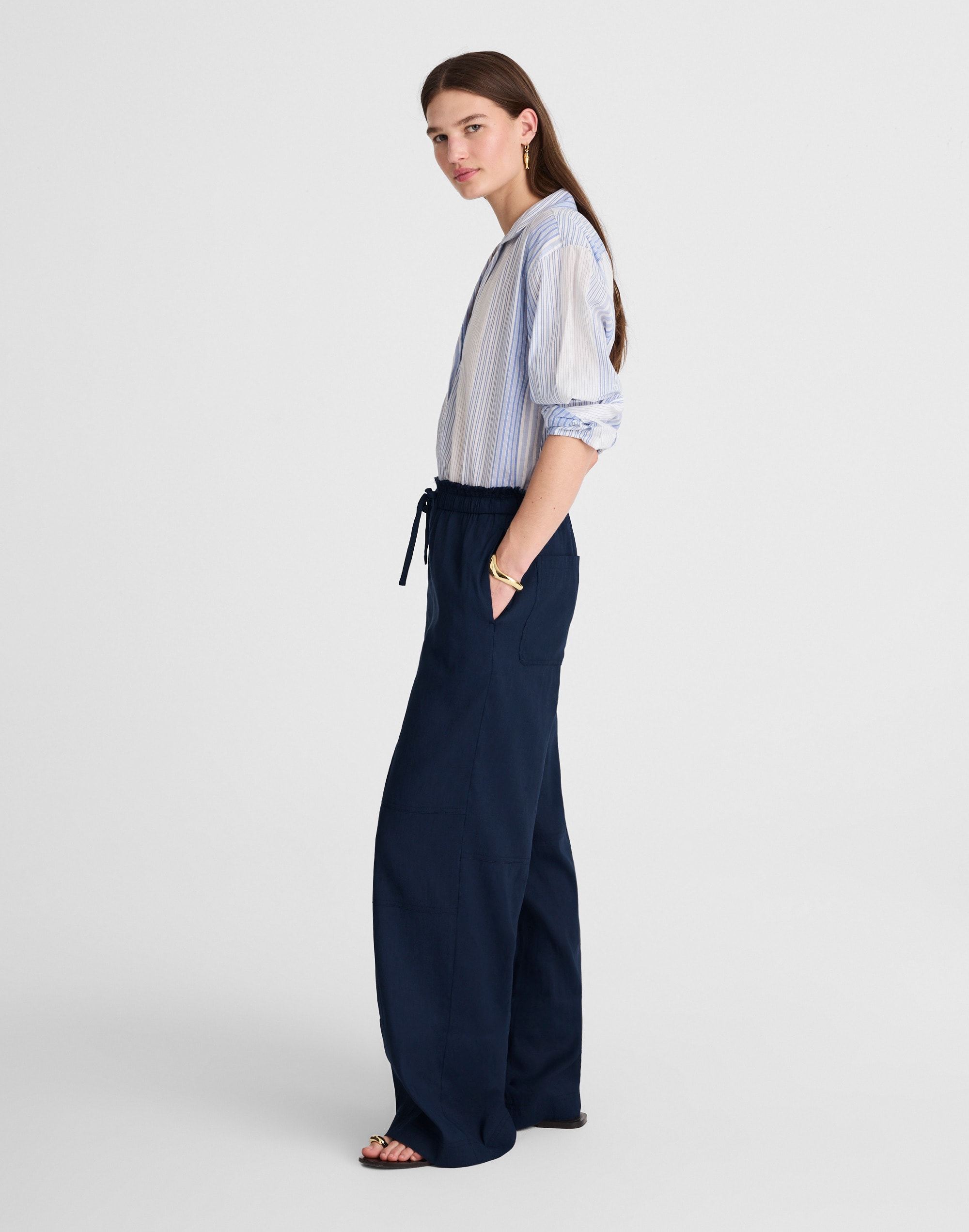 Raw-Edge Drawstring Pant