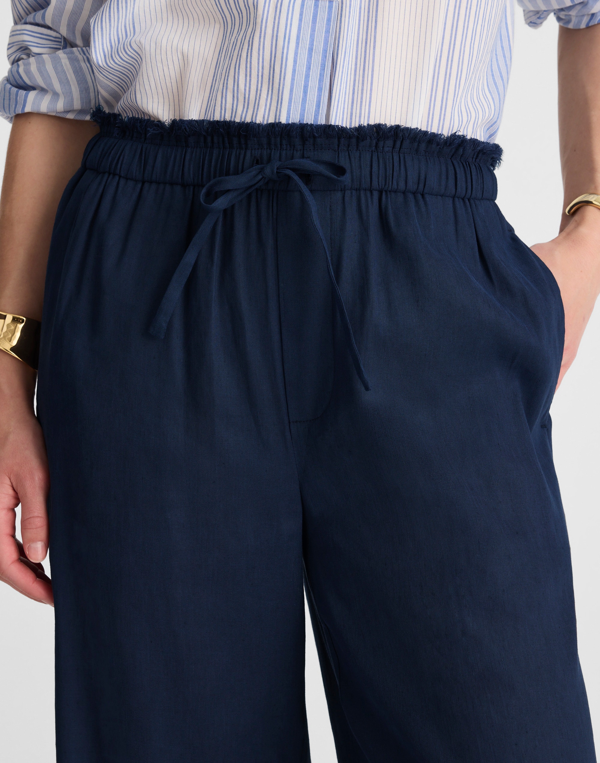 Raw-Edge Drawstring Pant