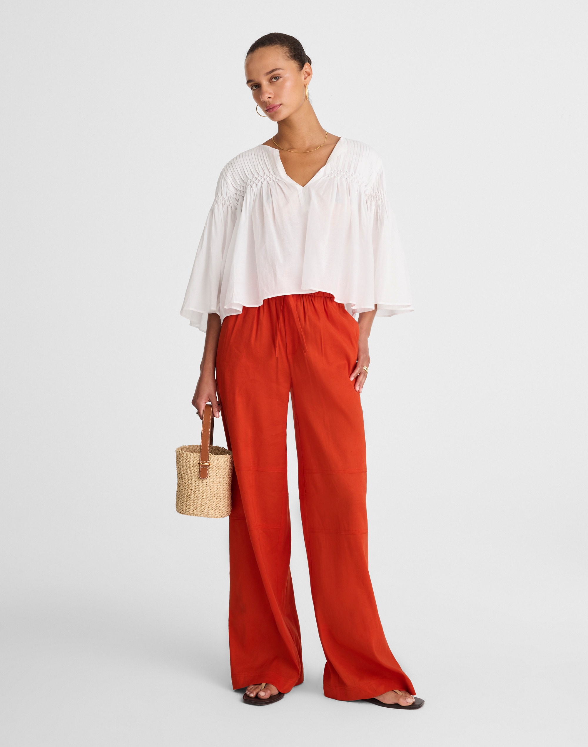 Raw-Edge Drawstring Pant