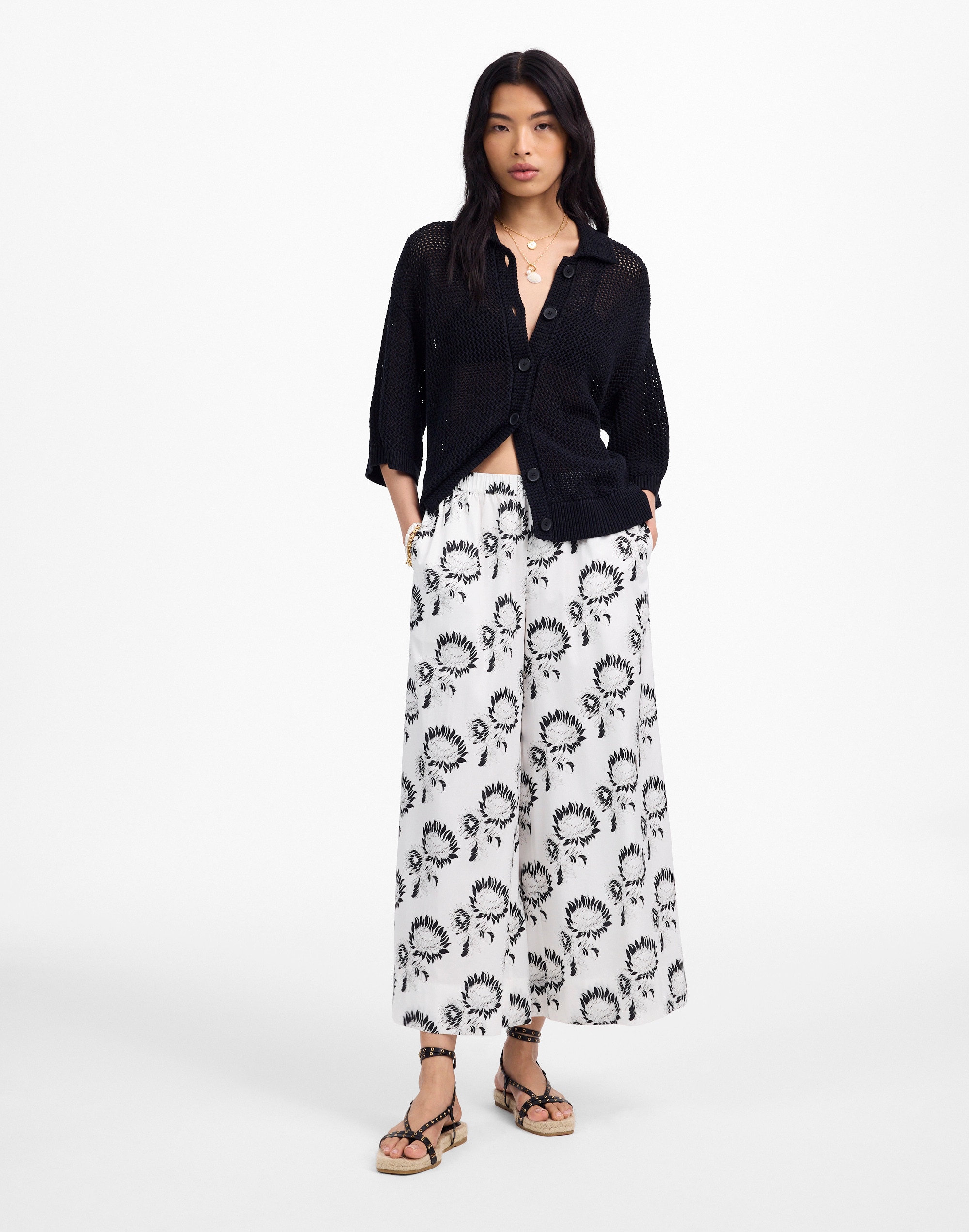 Pull-On Culottes in Cotton Poplin 