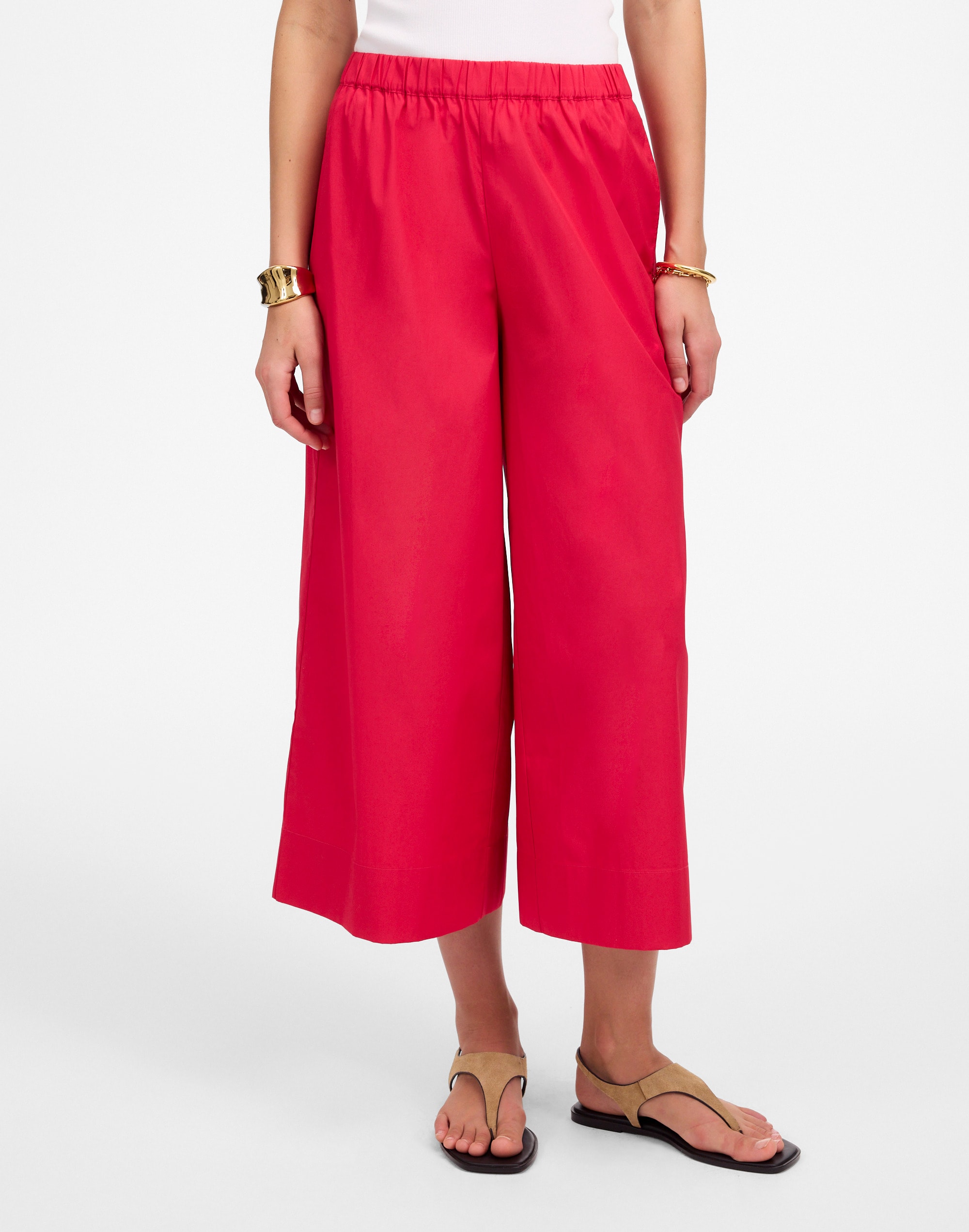 Pull-On Culottes in Cotton Poplin Alternate Image 1