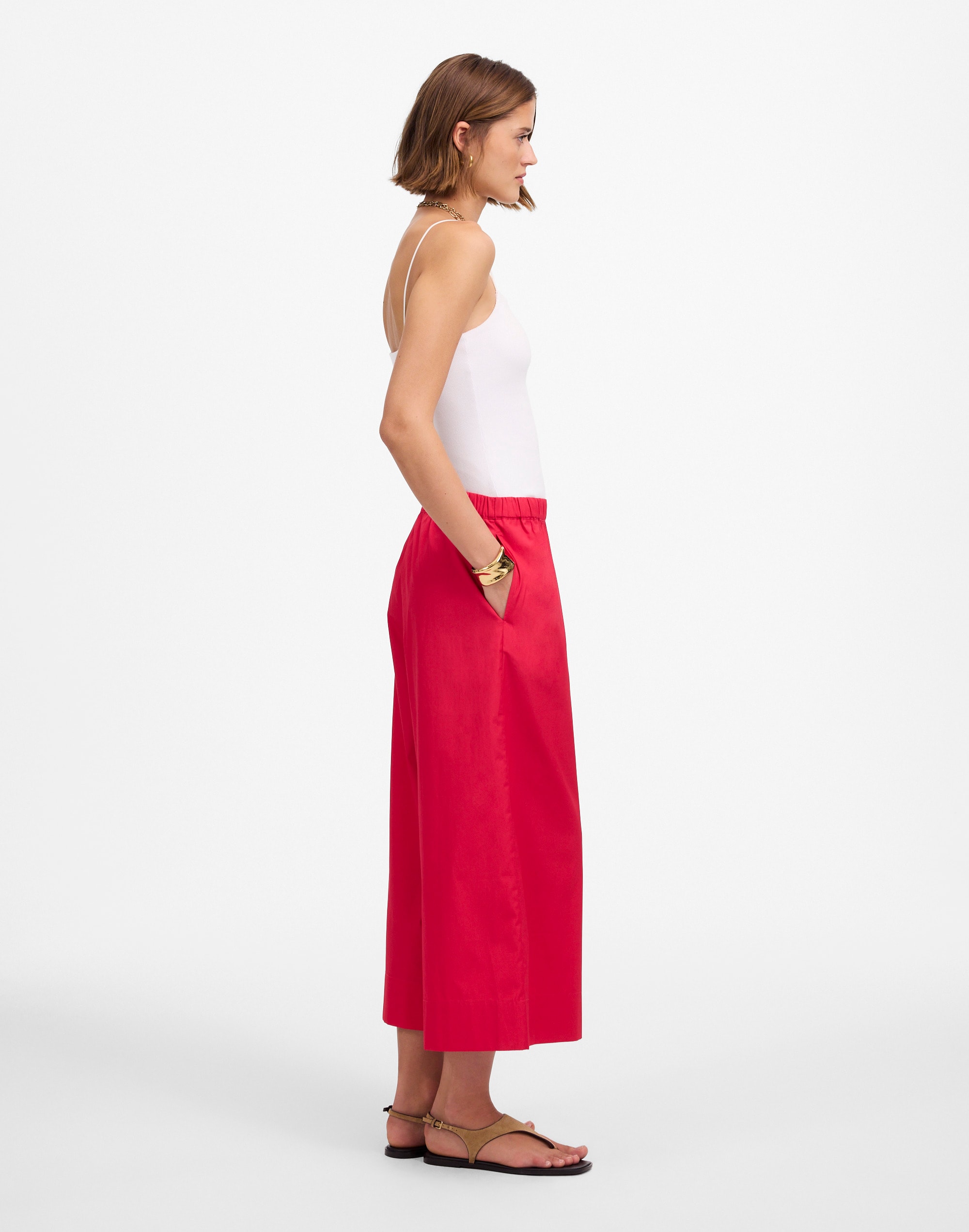 Pull-On Culottes in Cotton Poplin Alternate Image 3