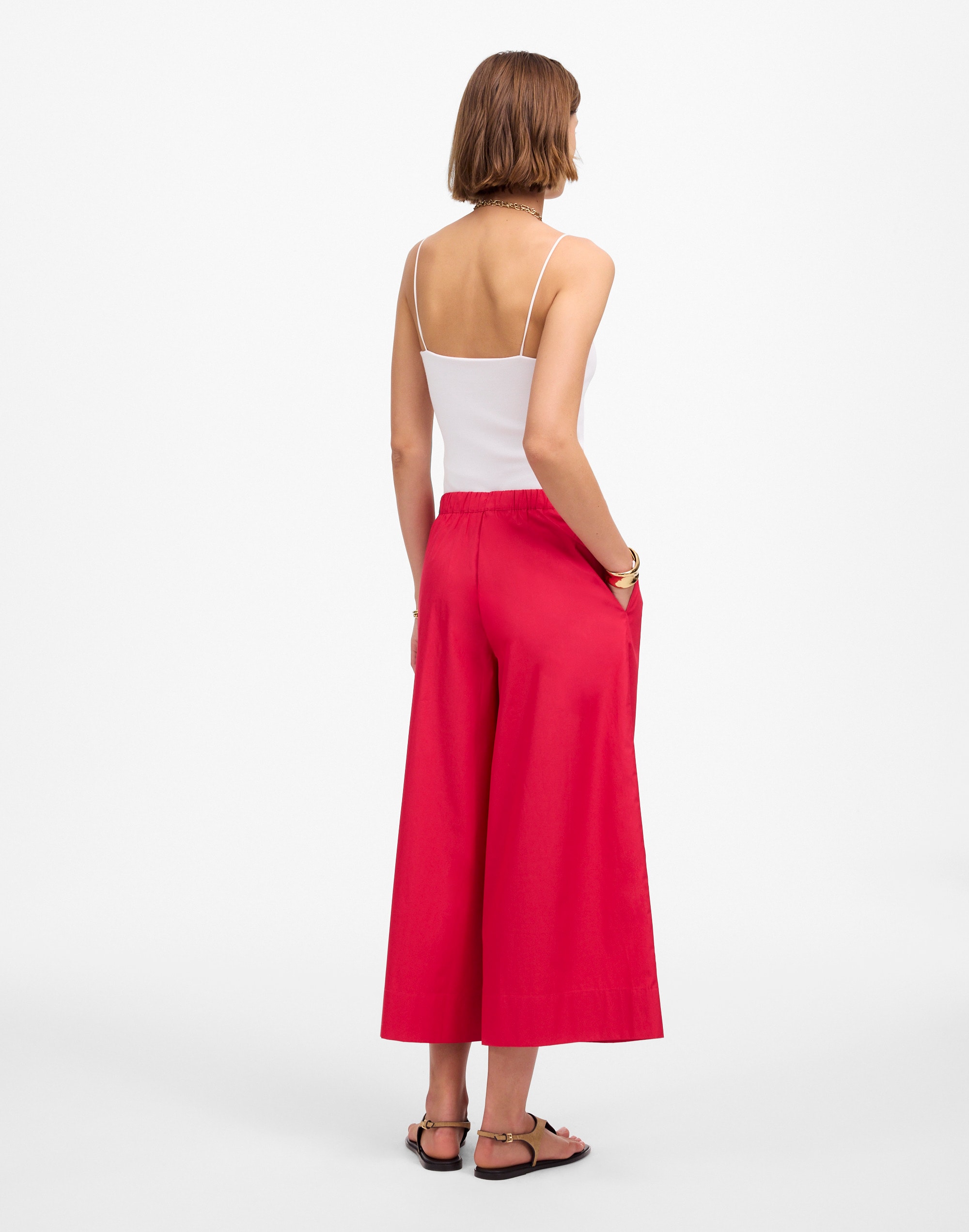 Pull-On Culottes in Cotton Poplin Alternate Image 4