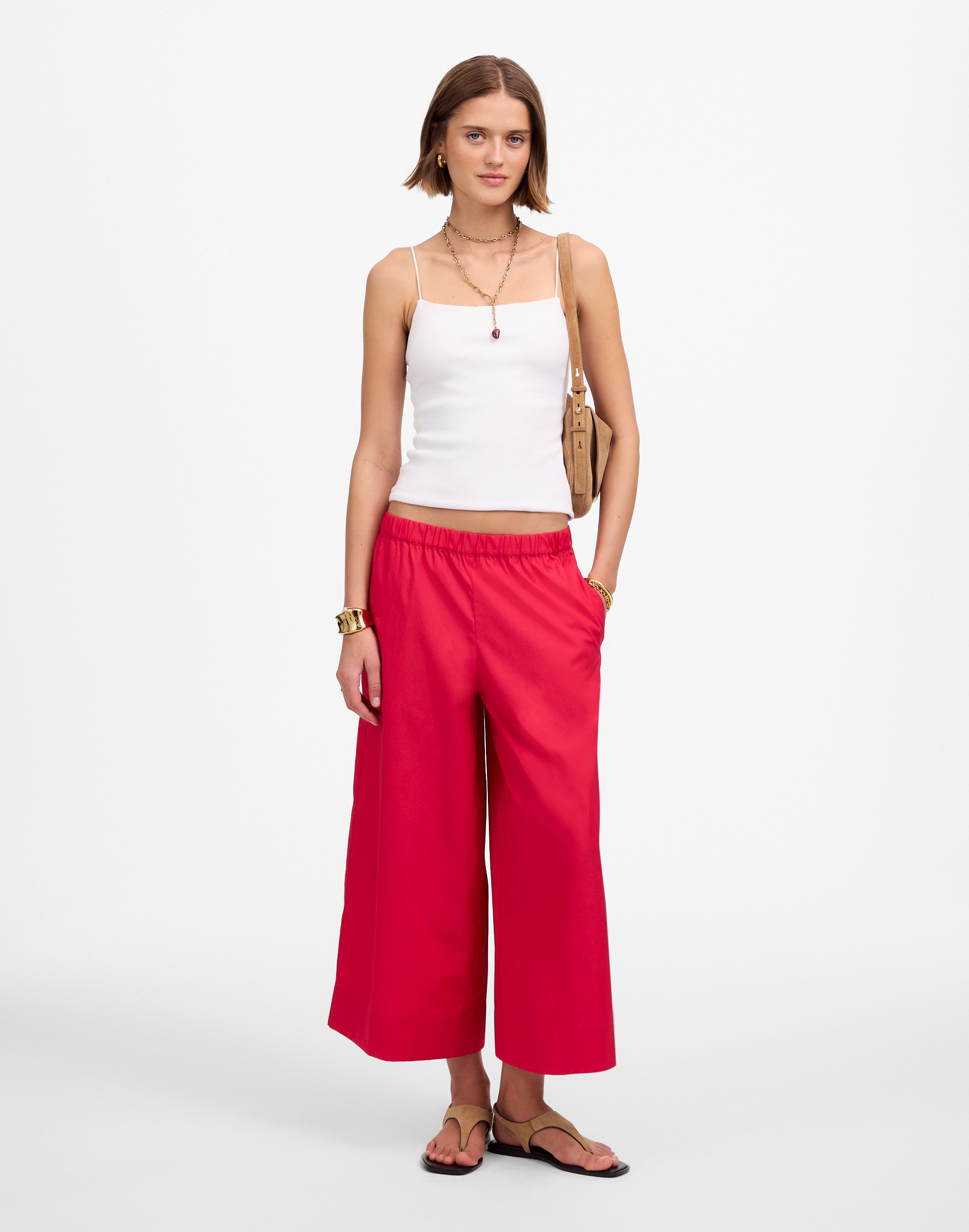 Pull-On Culottes in Cotton Poplin