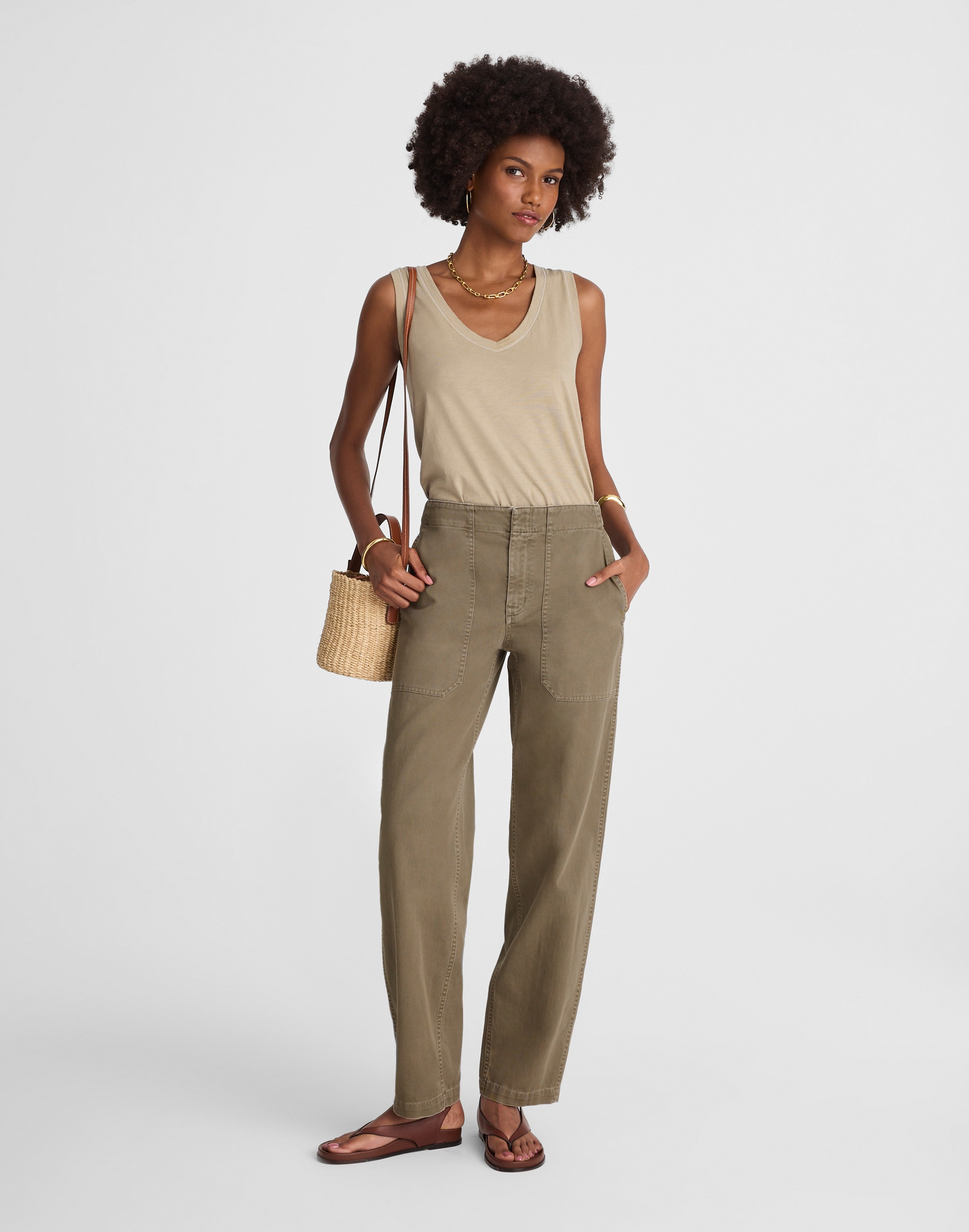 tapered-leg utility pants