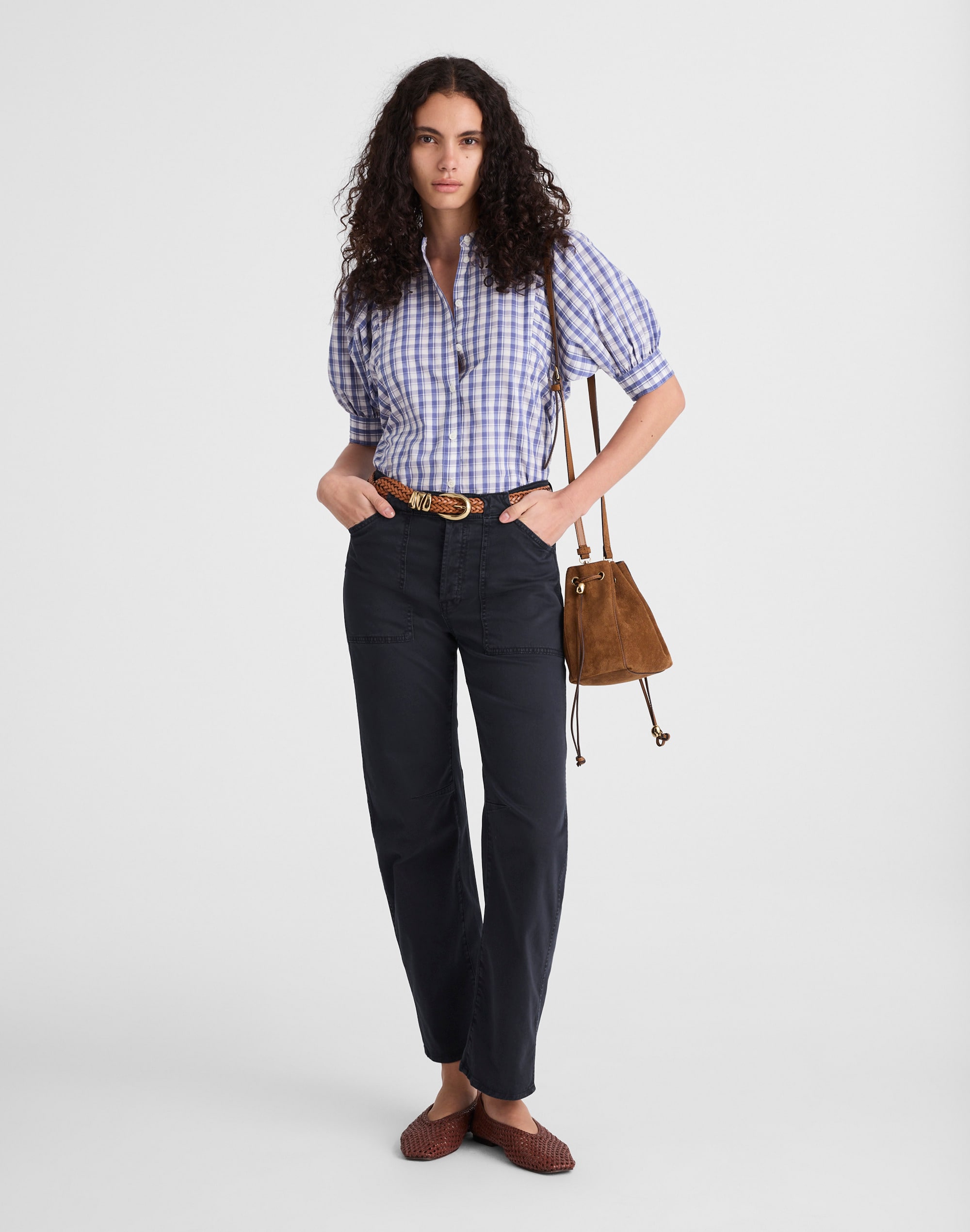 The Petite Darted Barrel-Leg Utility Pant