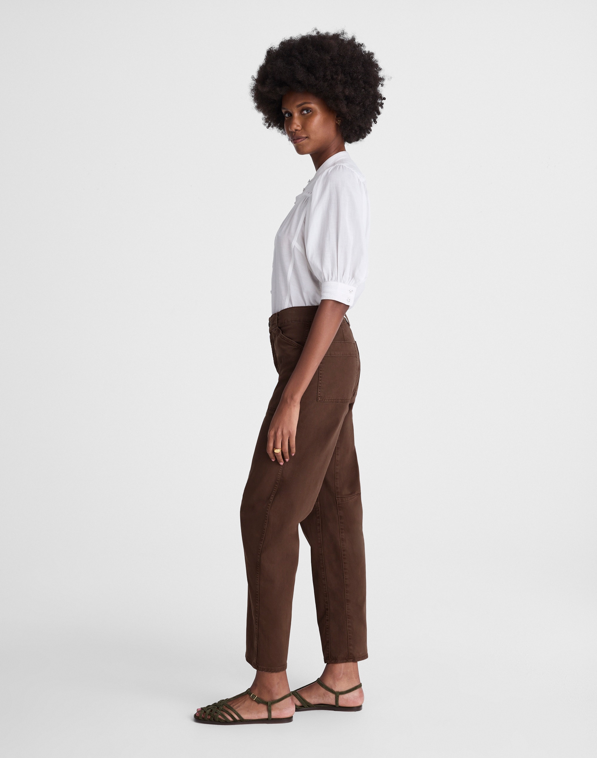 The Petite Darted Barrel-Leg Utility Pant