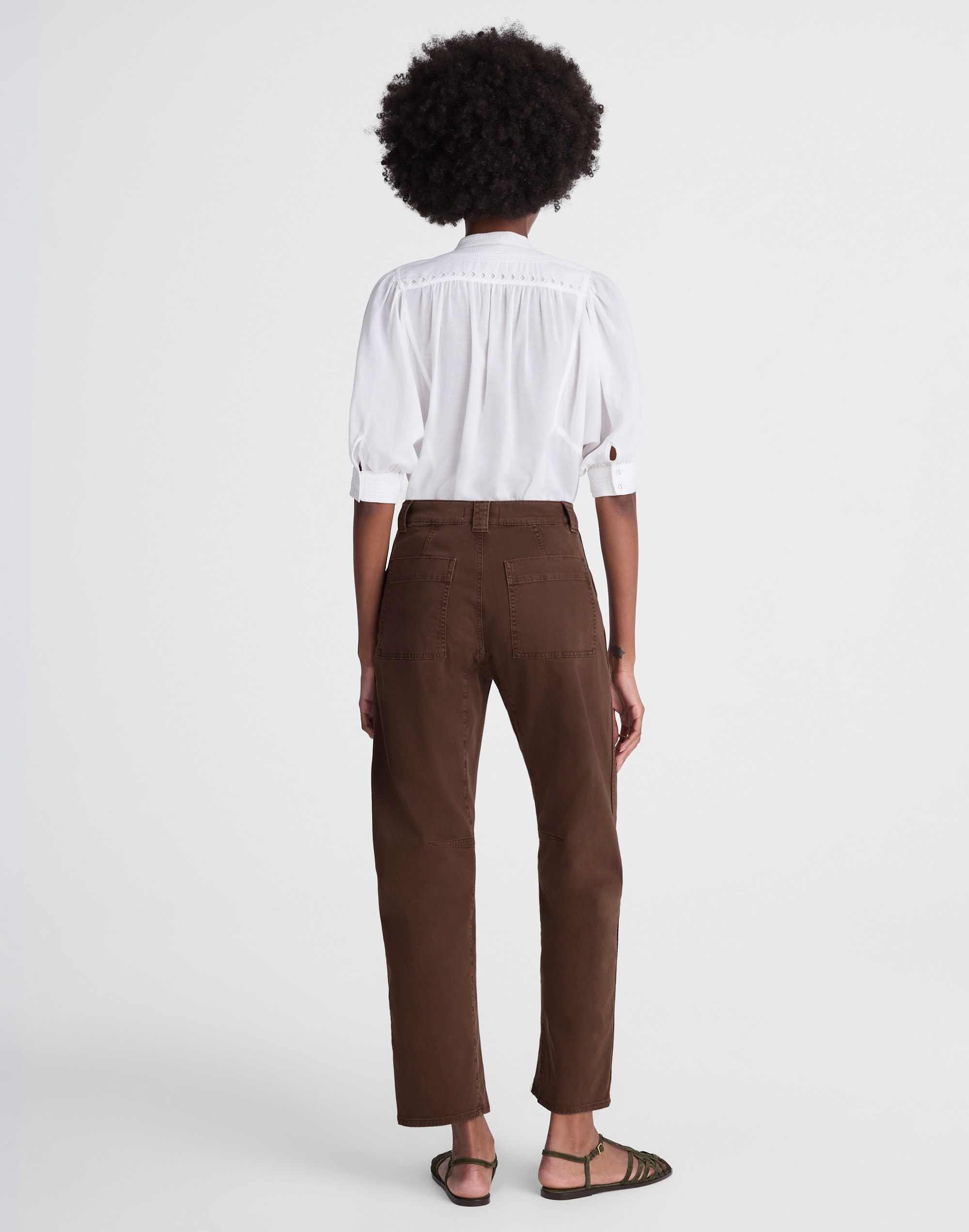 The Petite Darted Barrel-Leg Utility Pant
