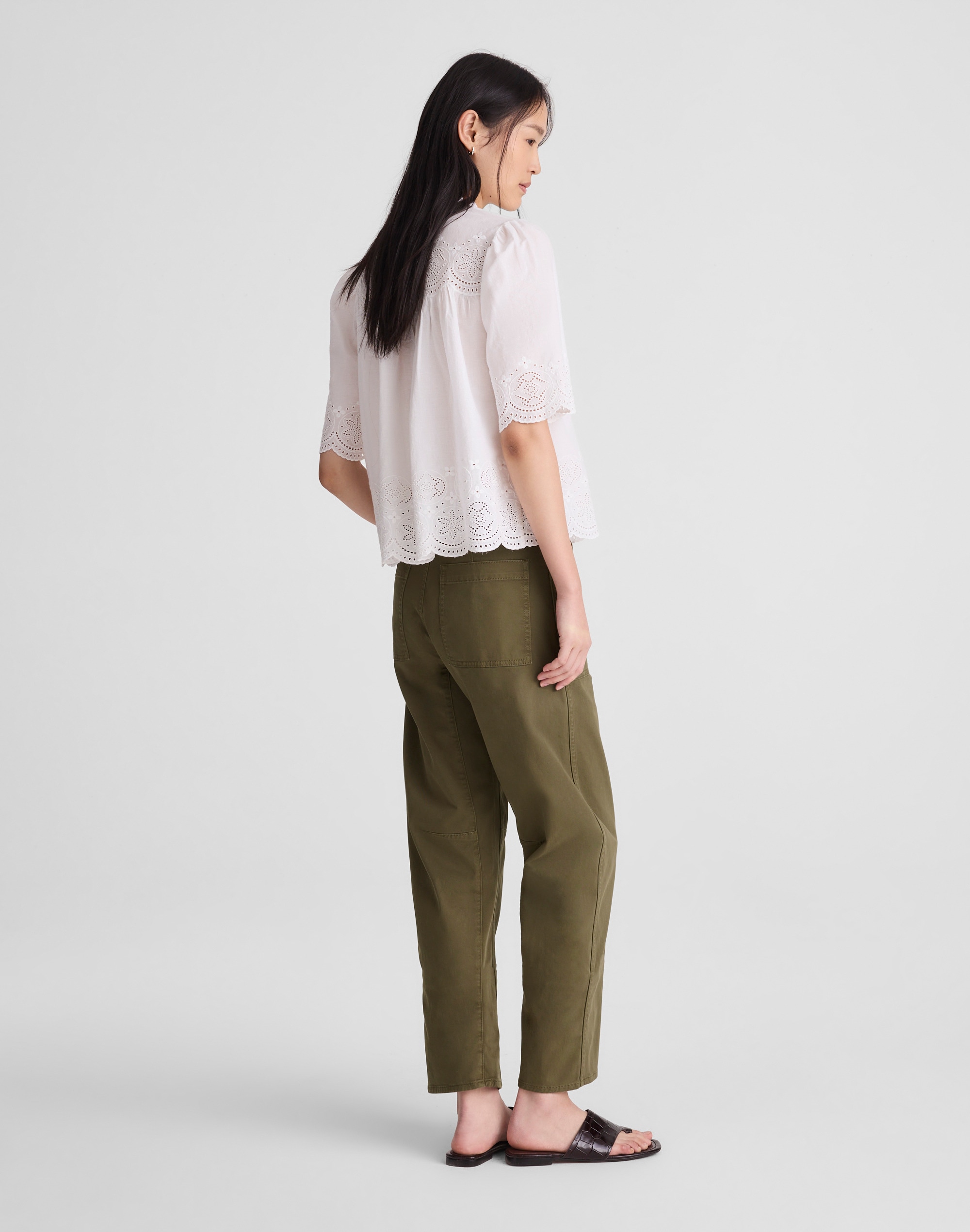 The Short Darted Barrel-Leg Utility Pant