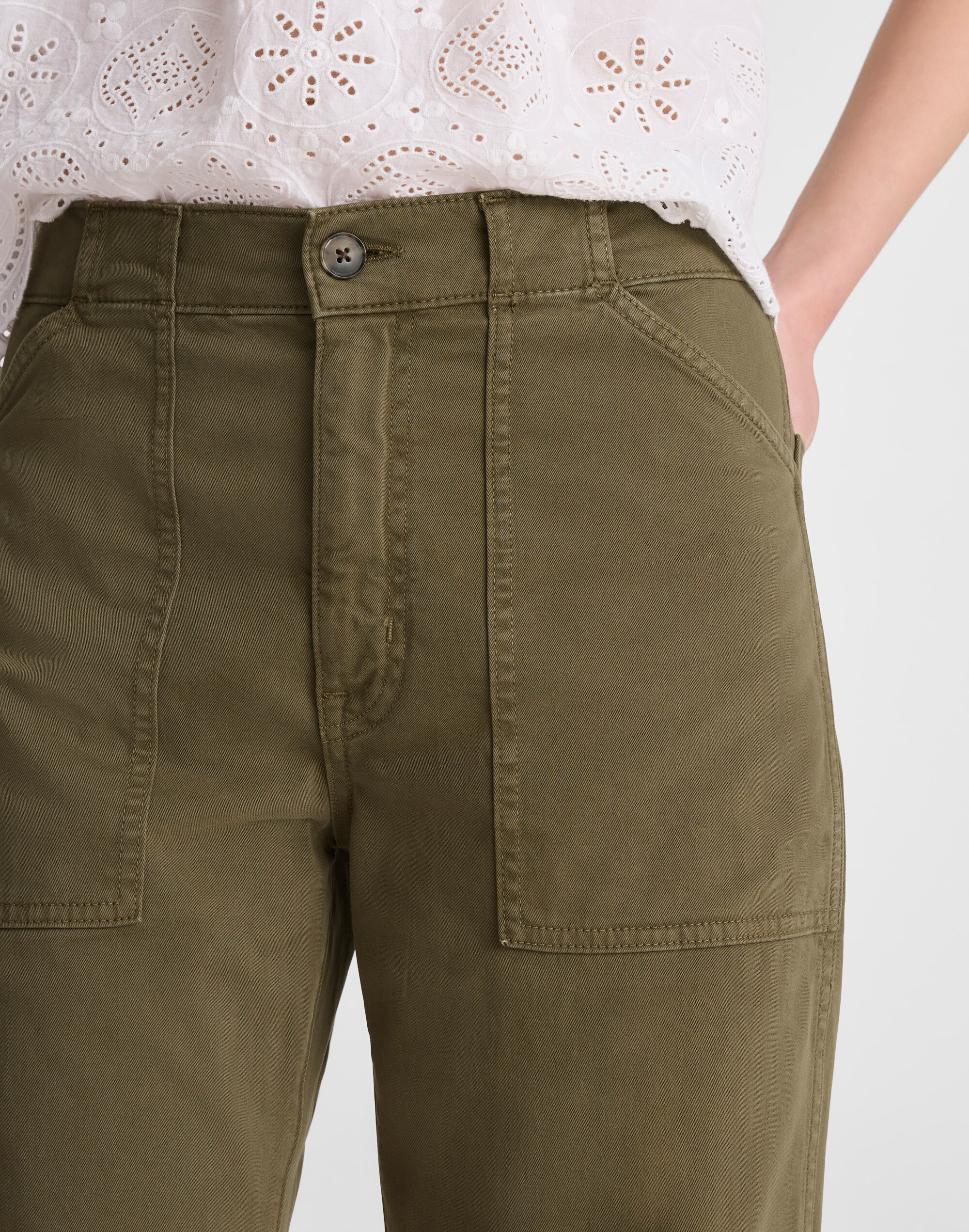 The Short Darted Barrel-Leg Utility Pant