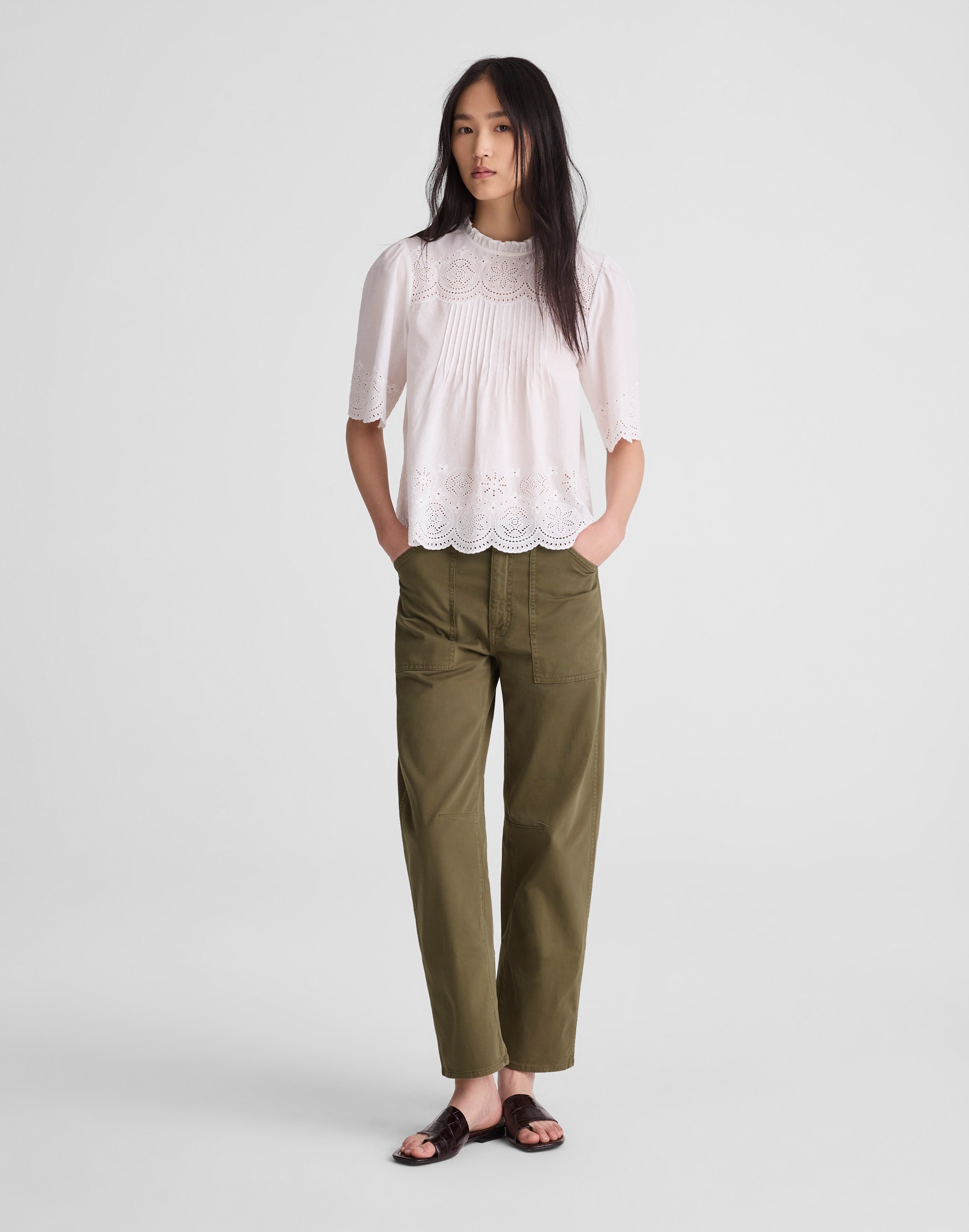The Short Darted Barrel-Leg Utility Pant