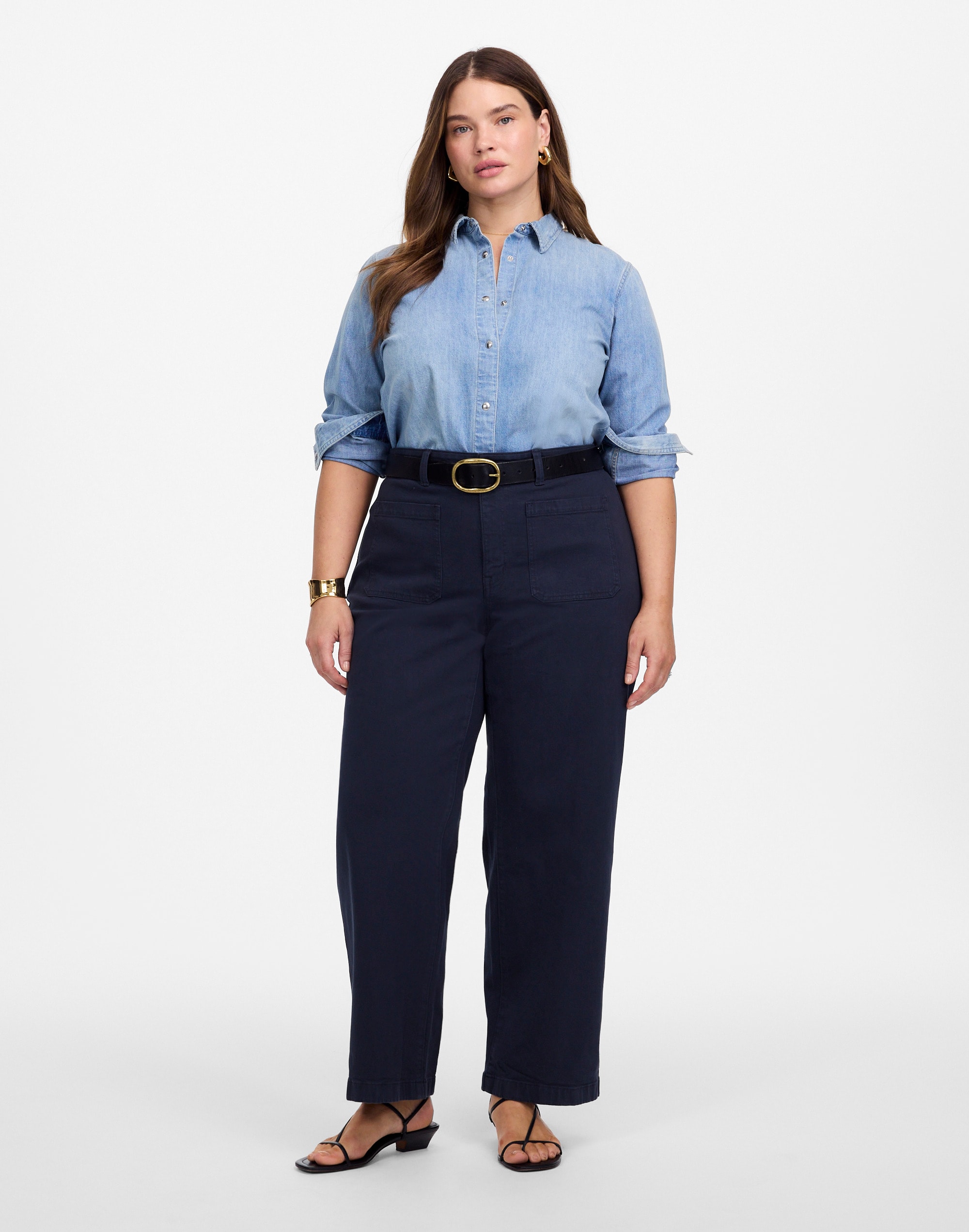 the plus emmett wide-leg pant: patch pocket edition