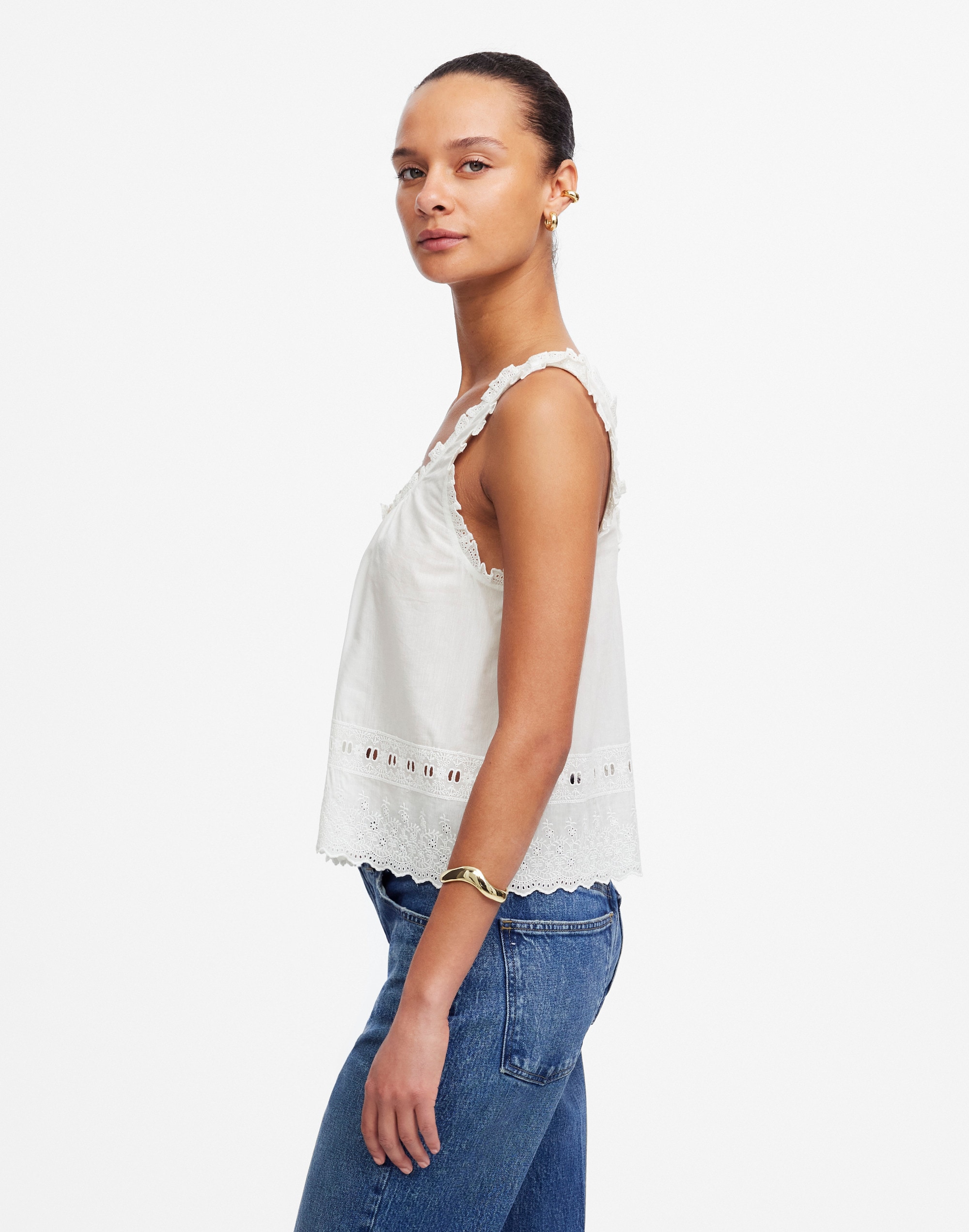Embroidered Scalloped Tank