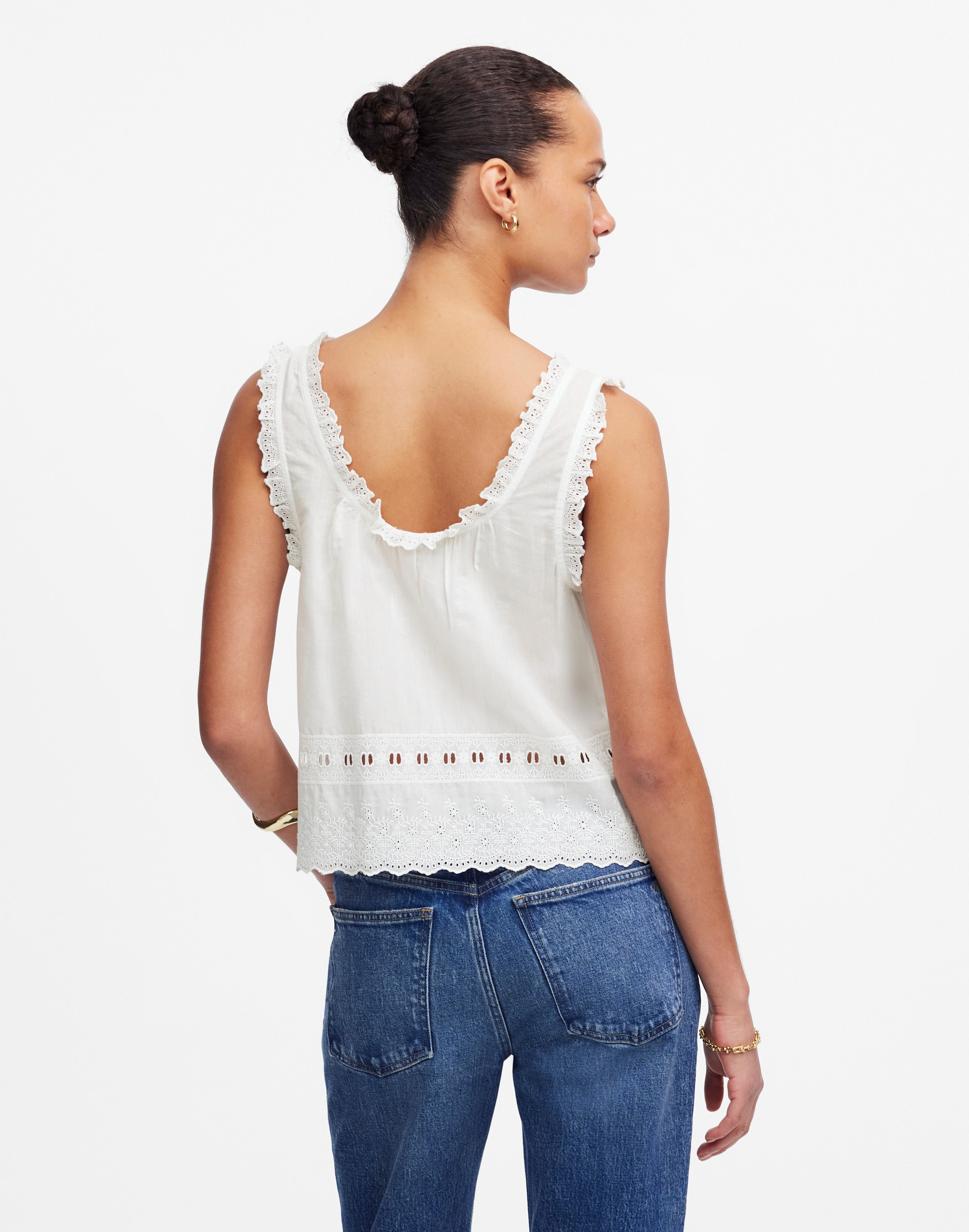 Embroidered Scalloped Tank