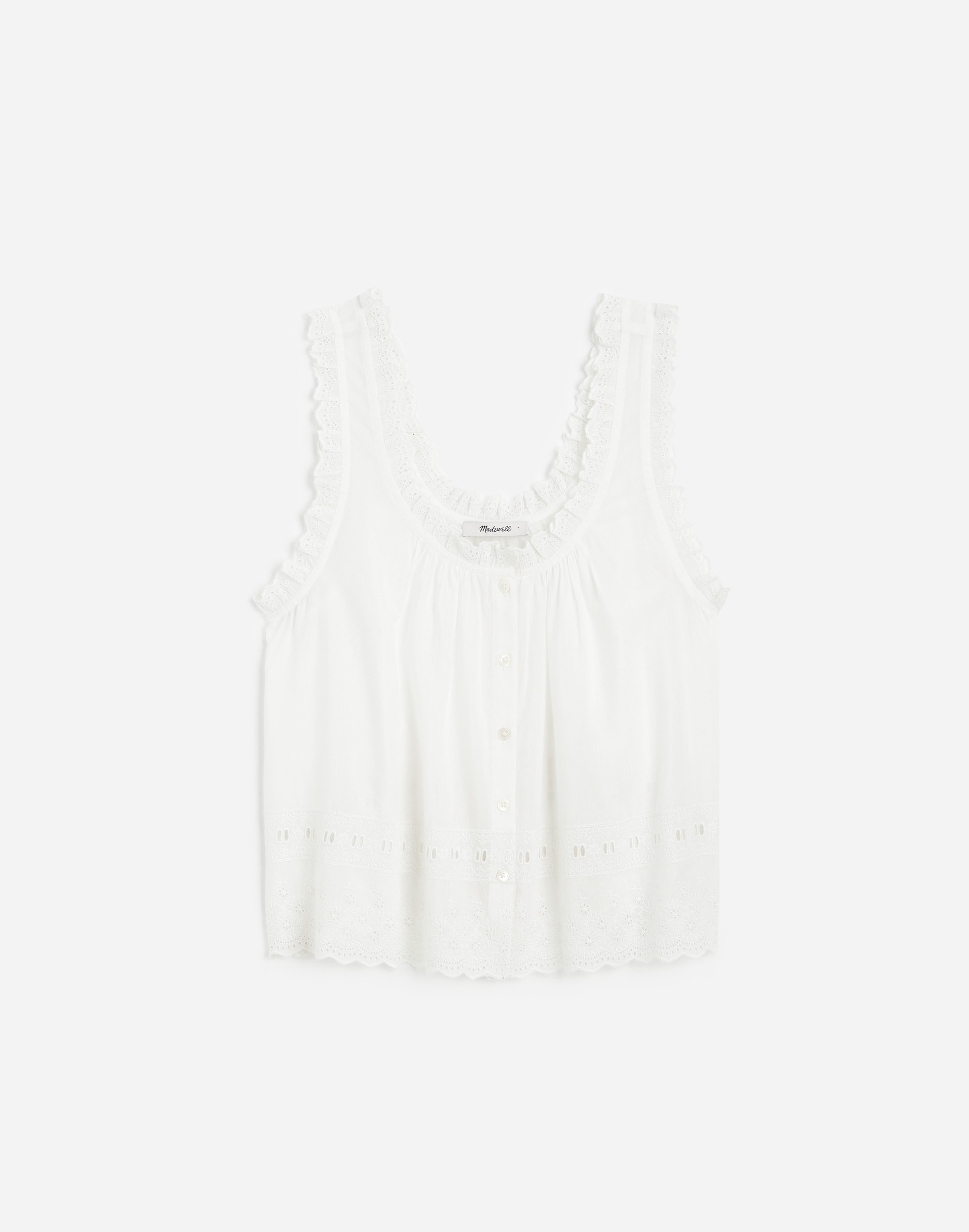 Embroidered Scalloped Tank