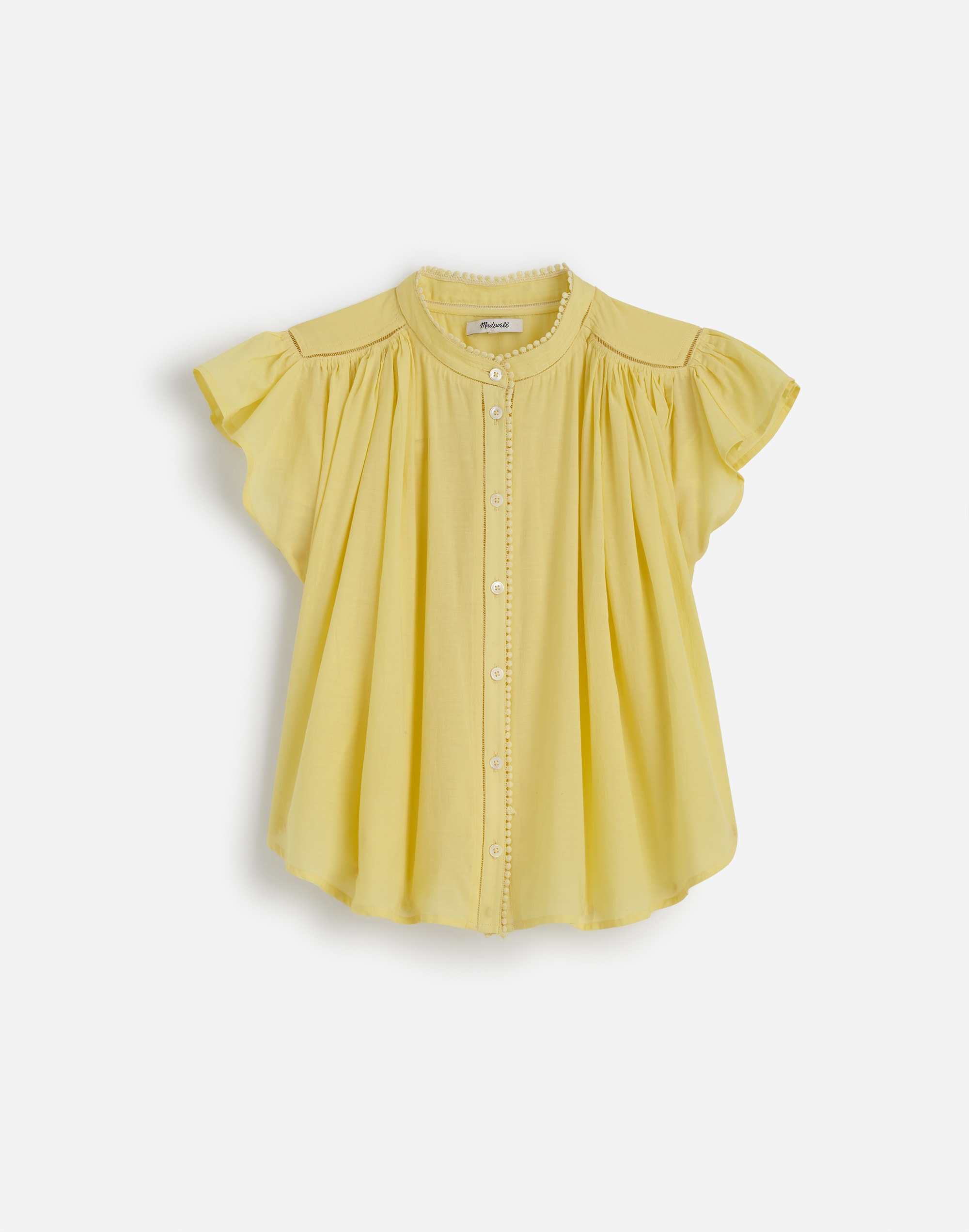 Shirred Lace-Trim Top