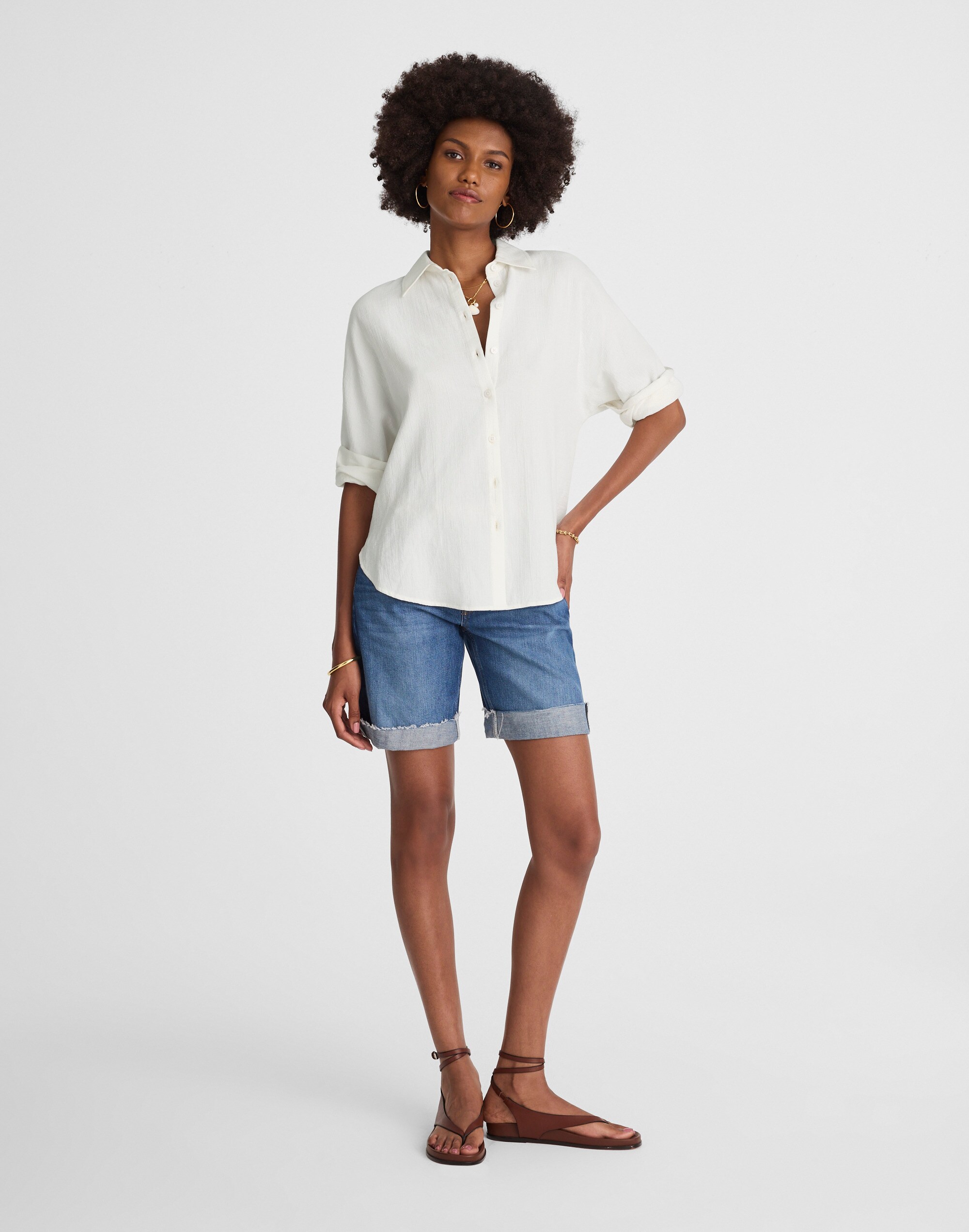 Cotton Double-Gauze Oversized Shirt