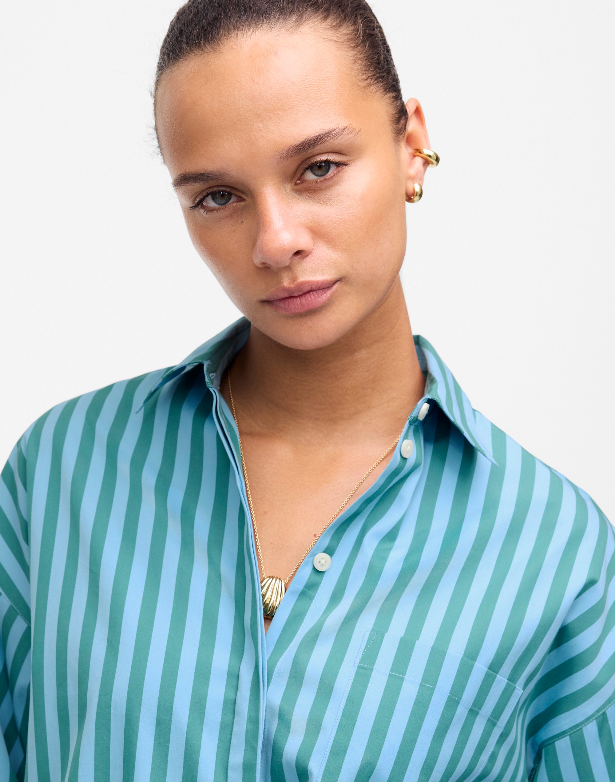 Boxy Button-Up Shirt in Stripe