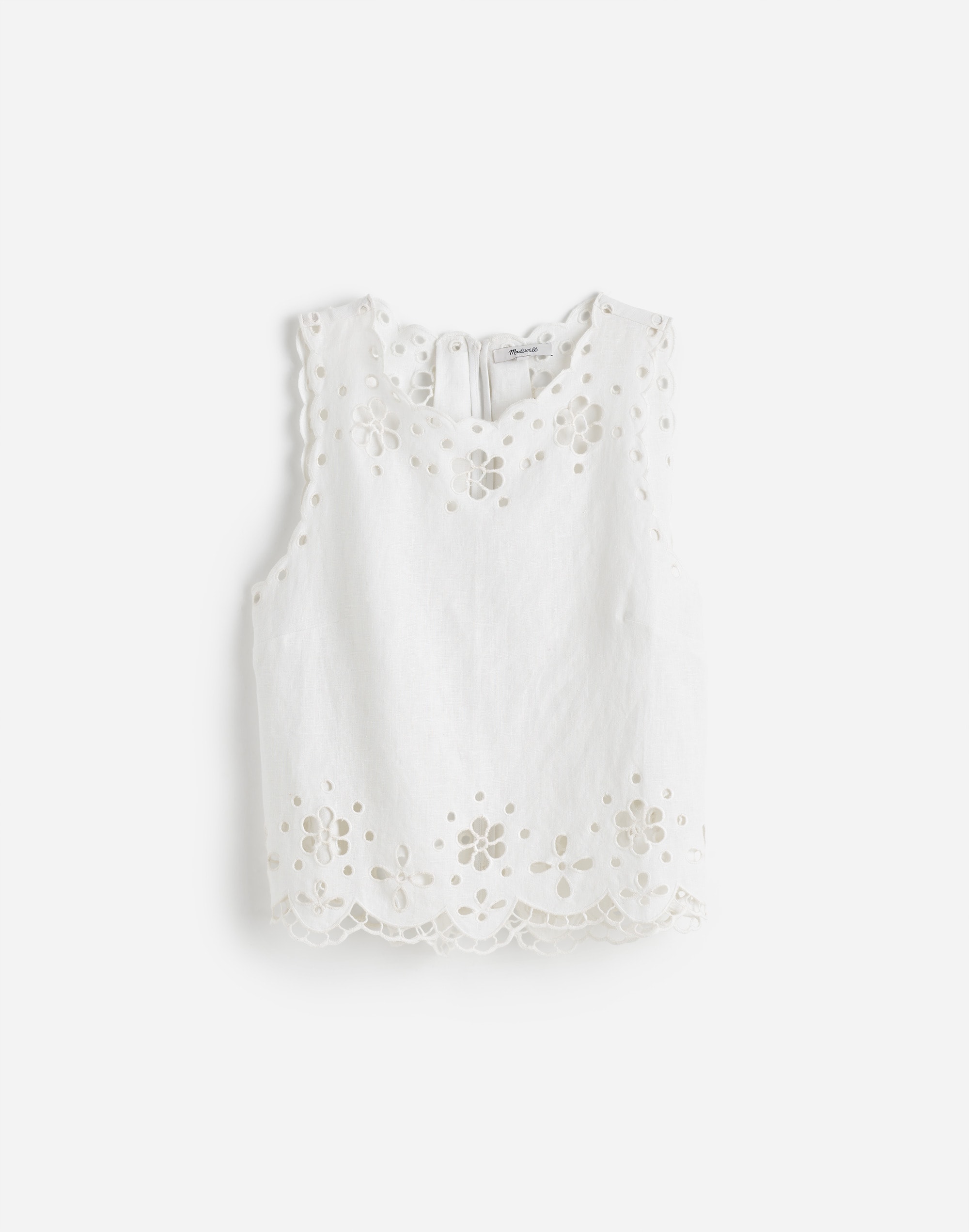 Embroidered Eyelet High-Low Tank