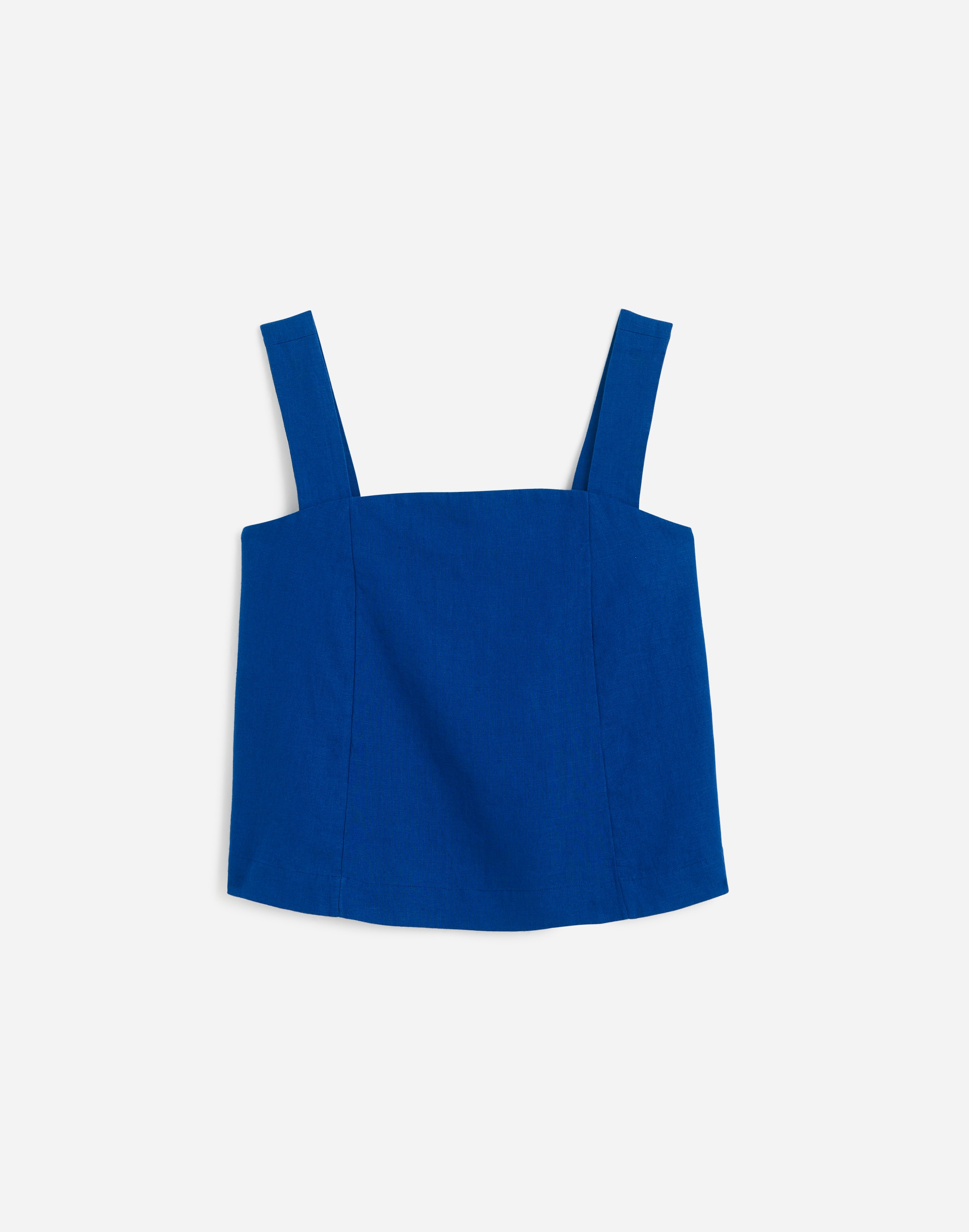 Curved-Neck Shell Tank in 100% Linen