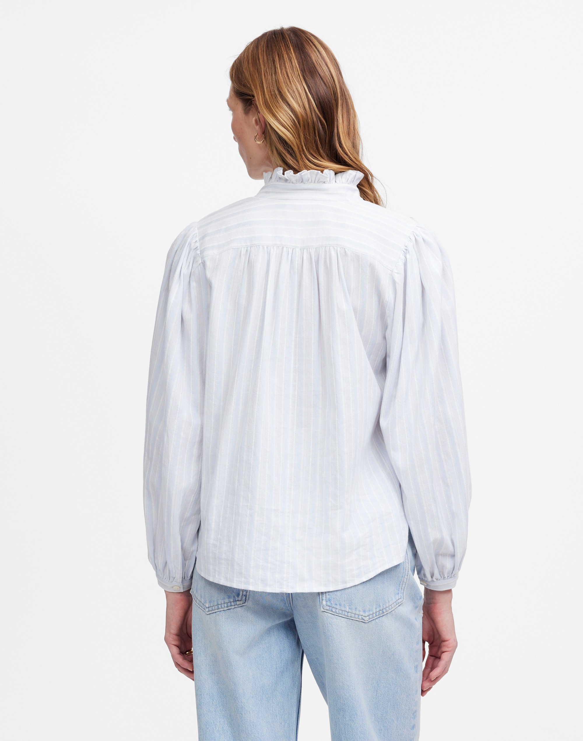 Ruffled Popover Top in Stripe