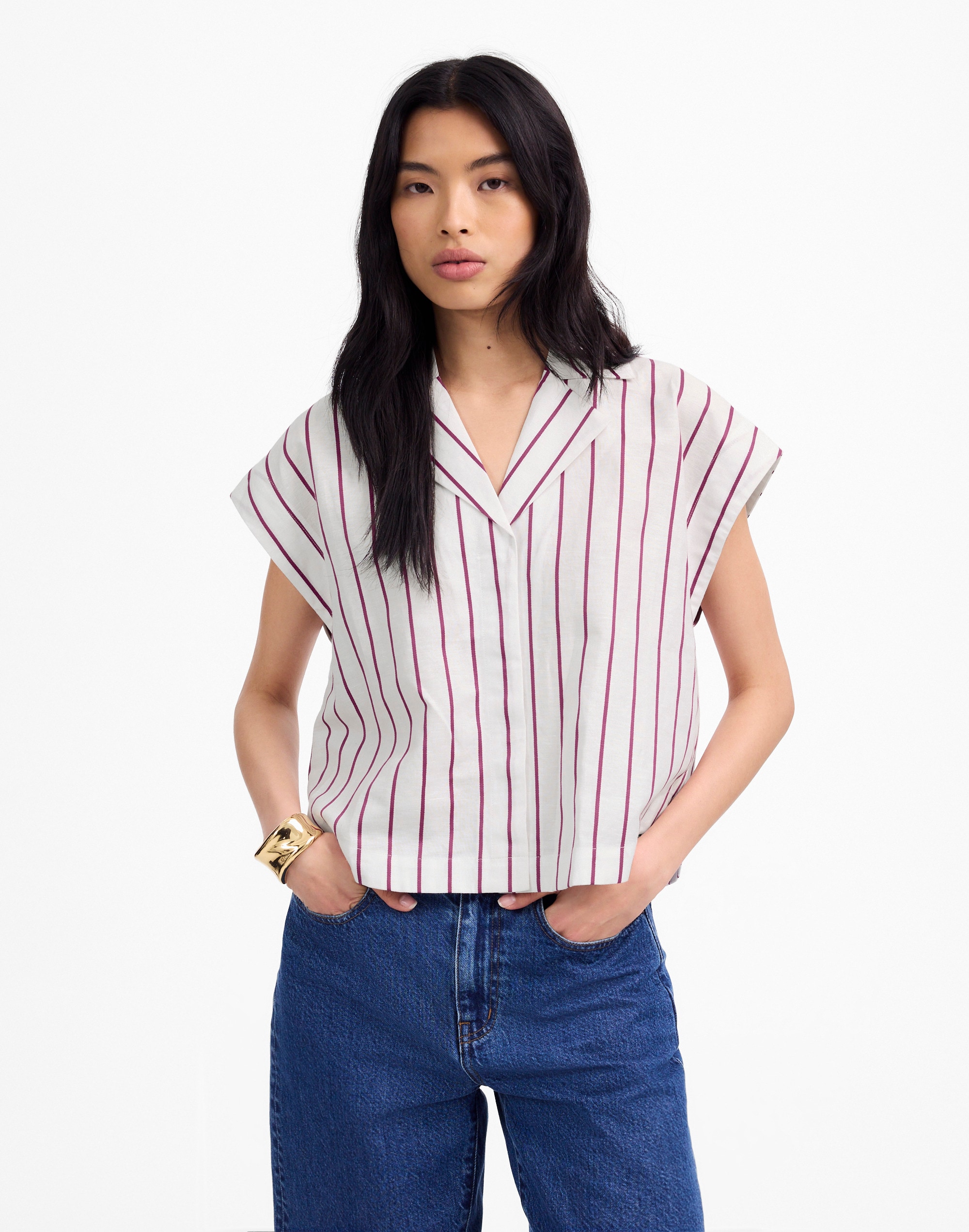 Resort-Collar Shirt in Linen-Cotton