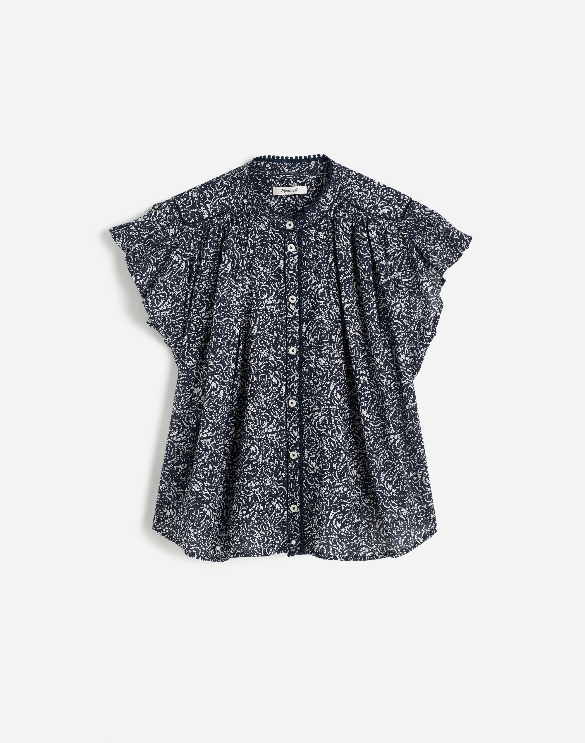 Shirred Lace-Trim Top