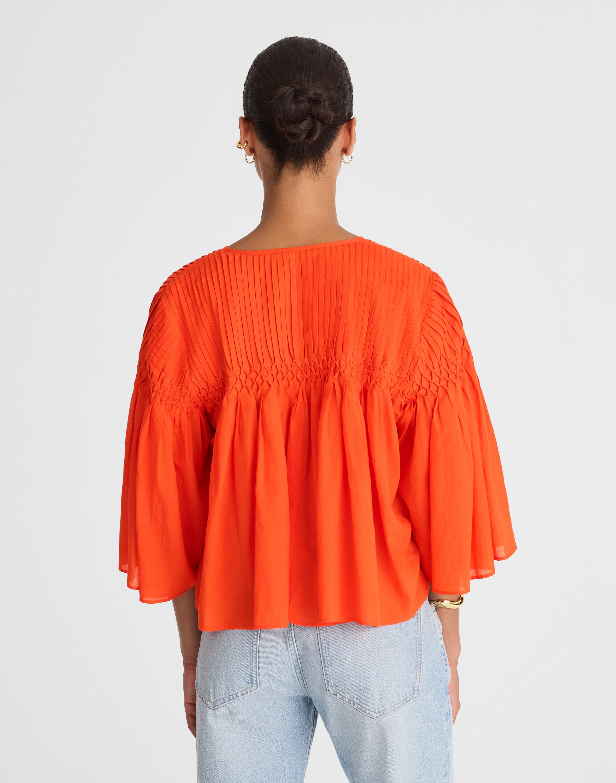 Pintucked Flutter-Sleeve Top Alternate Image 4