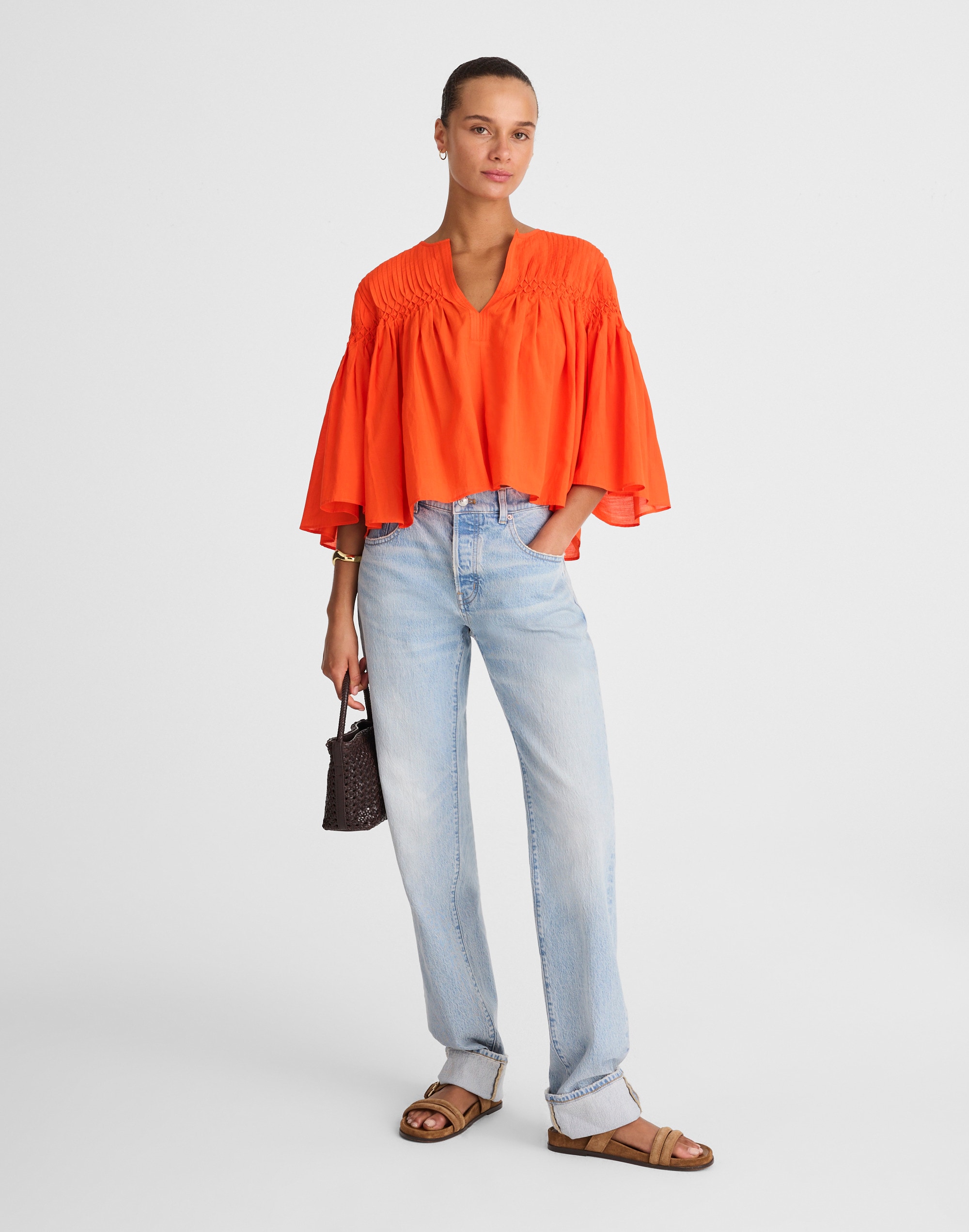 Pintucked Flutter-Sleeve Top Alternate Image 5