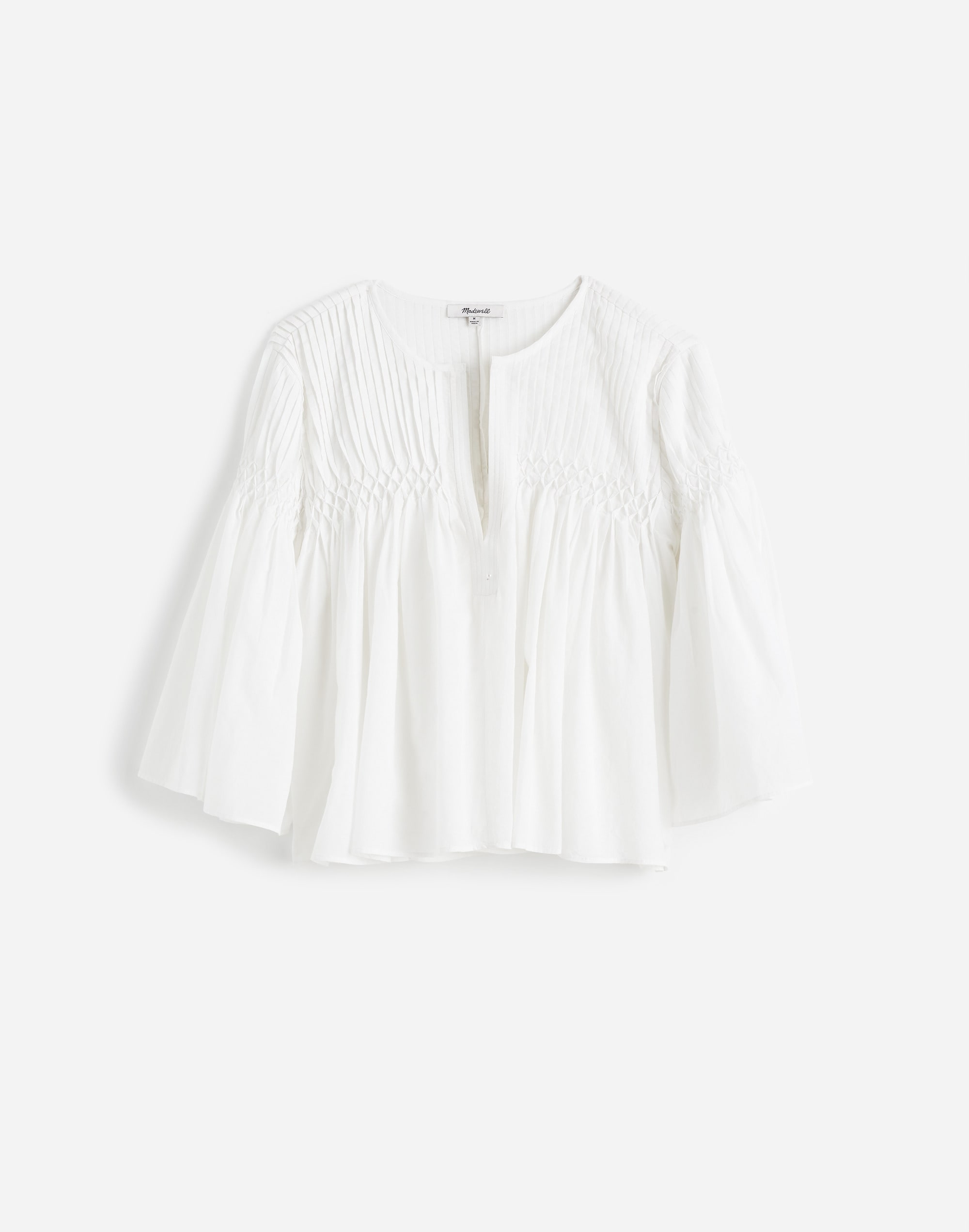 Pintucked Flutter-Sleeve Top