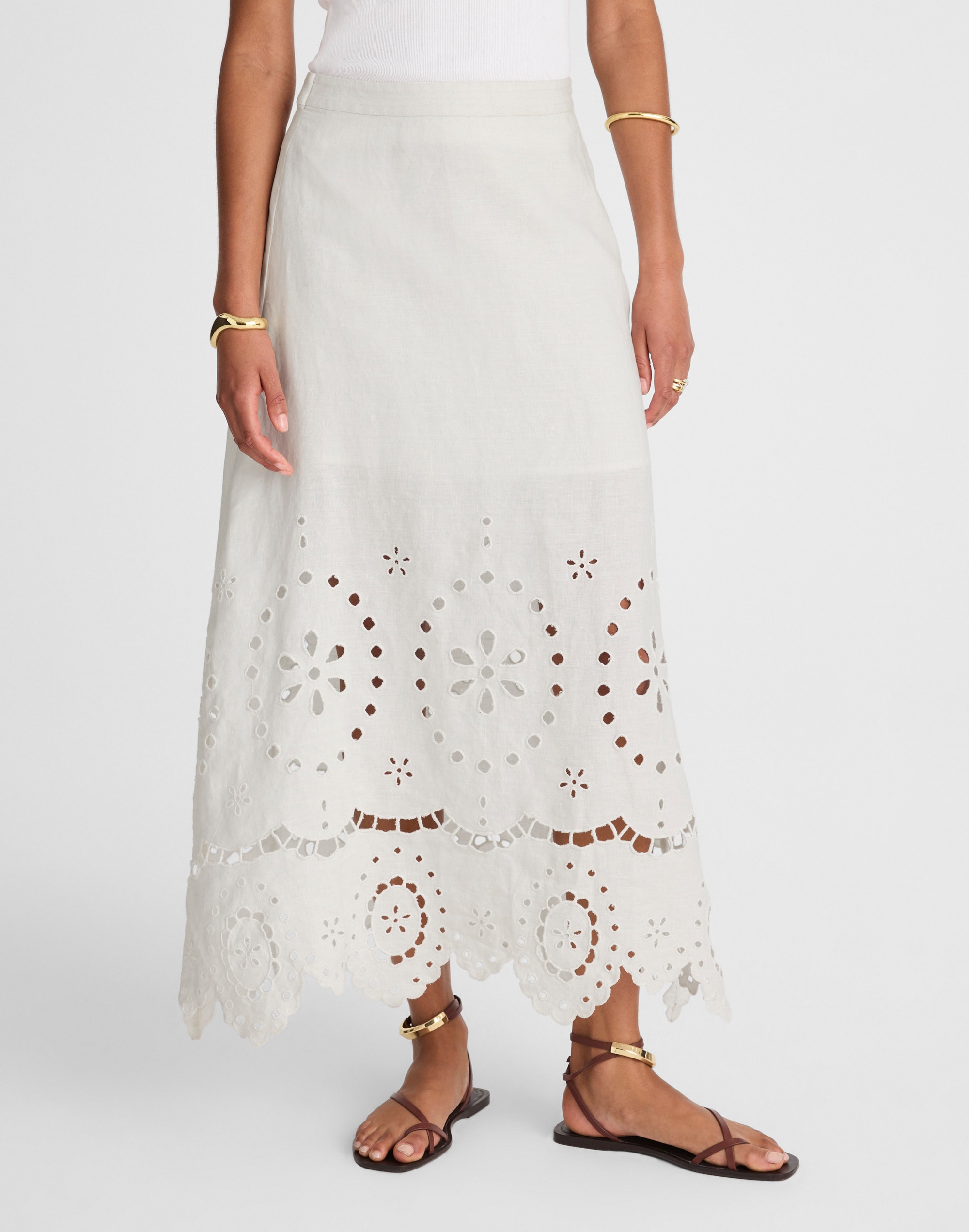 Eyelet-Embroidered Maxi Skirt