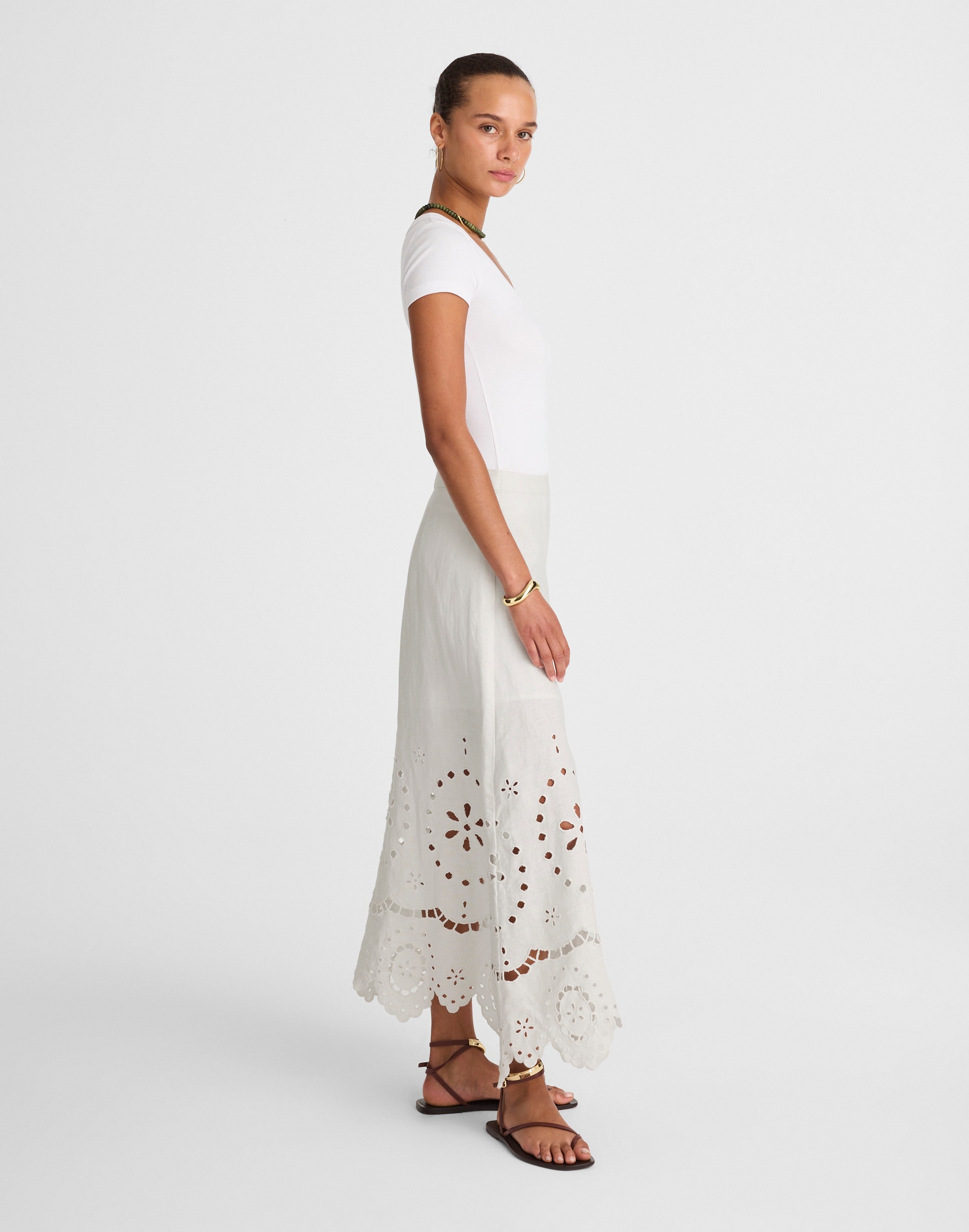 Eyelet-Embroidered Maxi Skirt