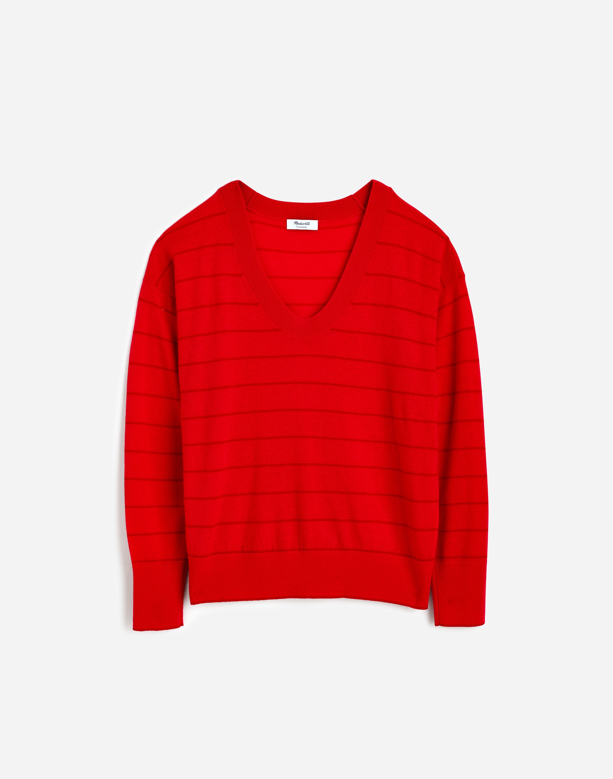 Cashmere U-Neck Pullover in Stripe