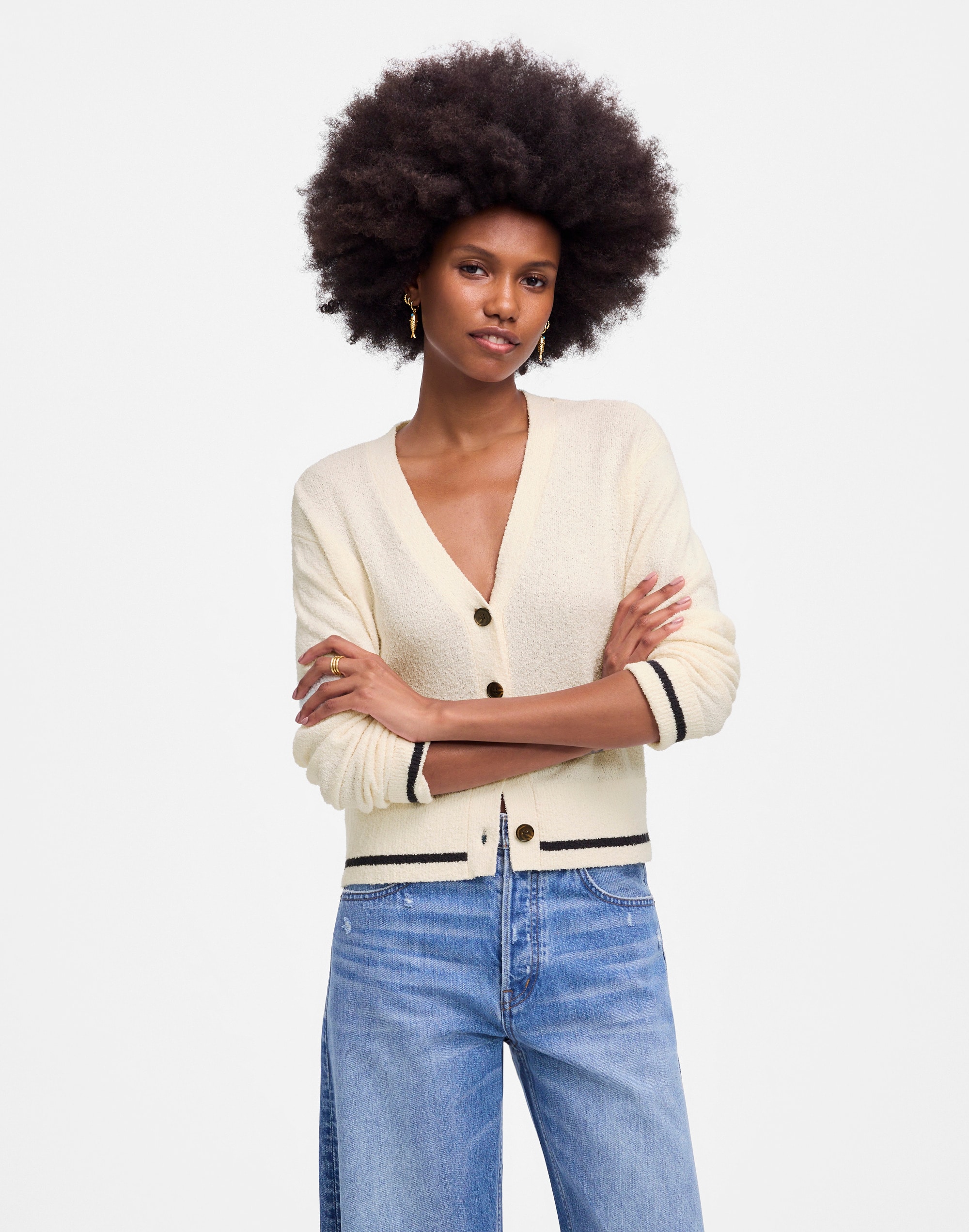 Boucl&eacute;-Knit Cardigan