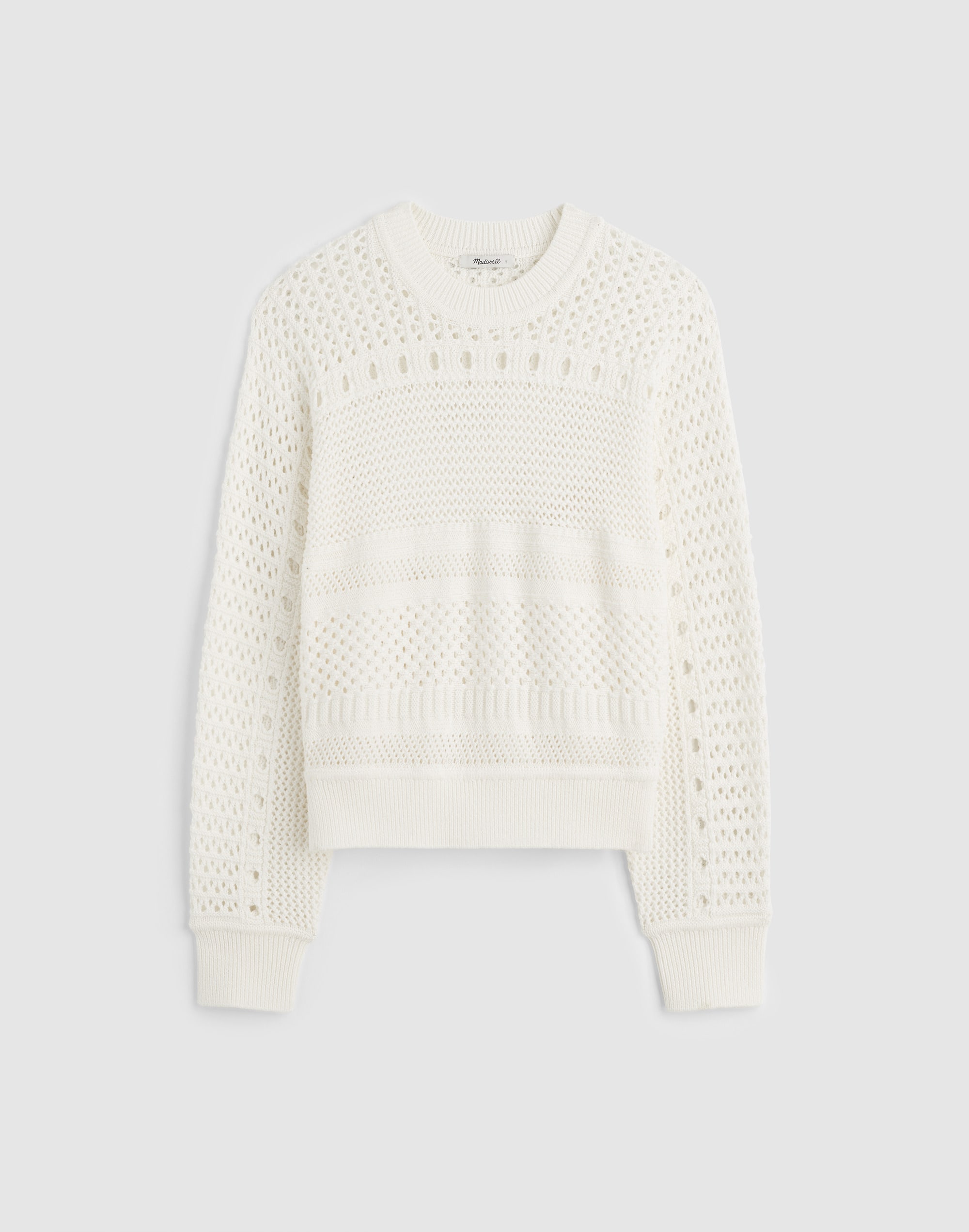 Open-Stitch Cotton Pullover Sweater