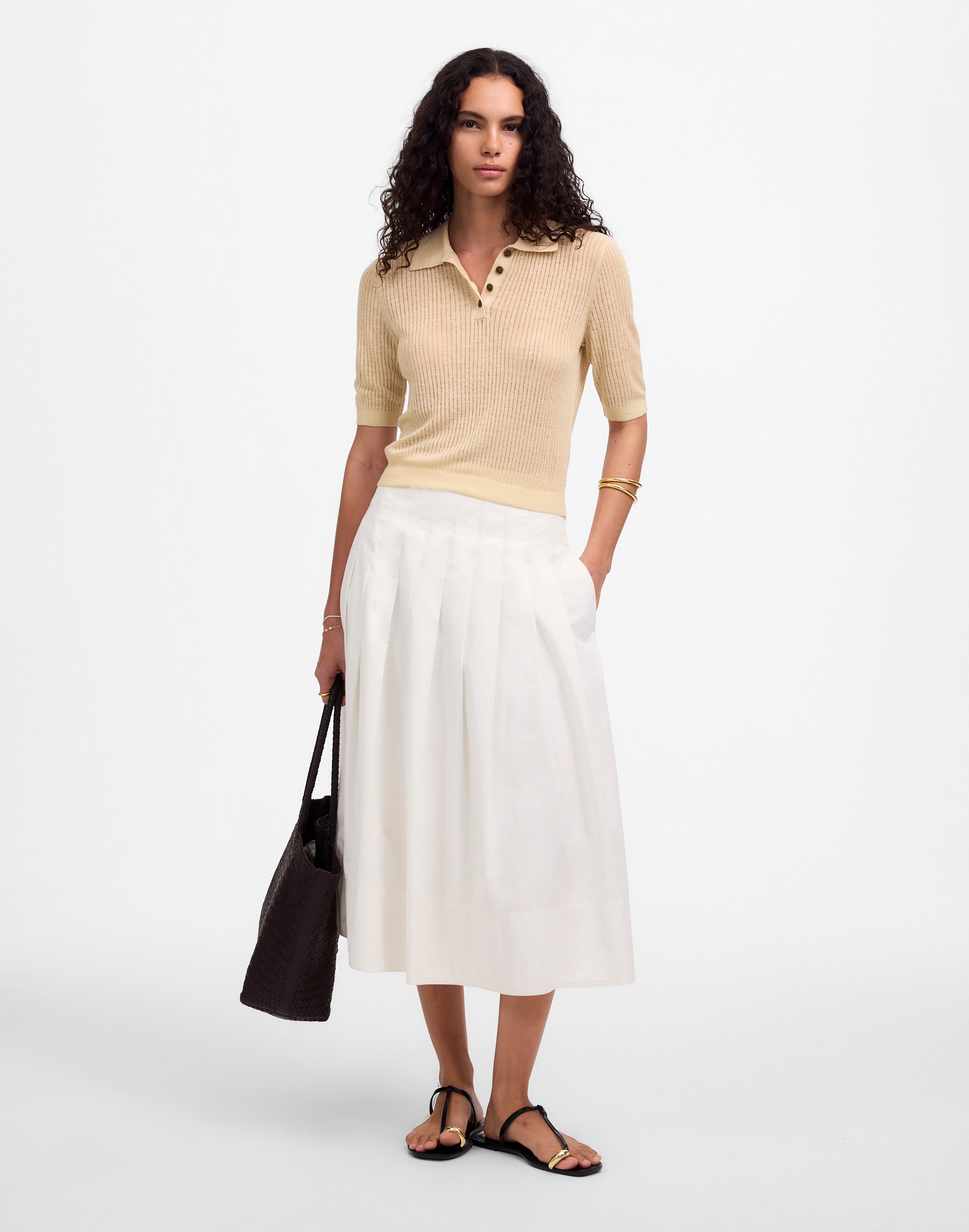 Short-Sleeve Polo Sweater Tee