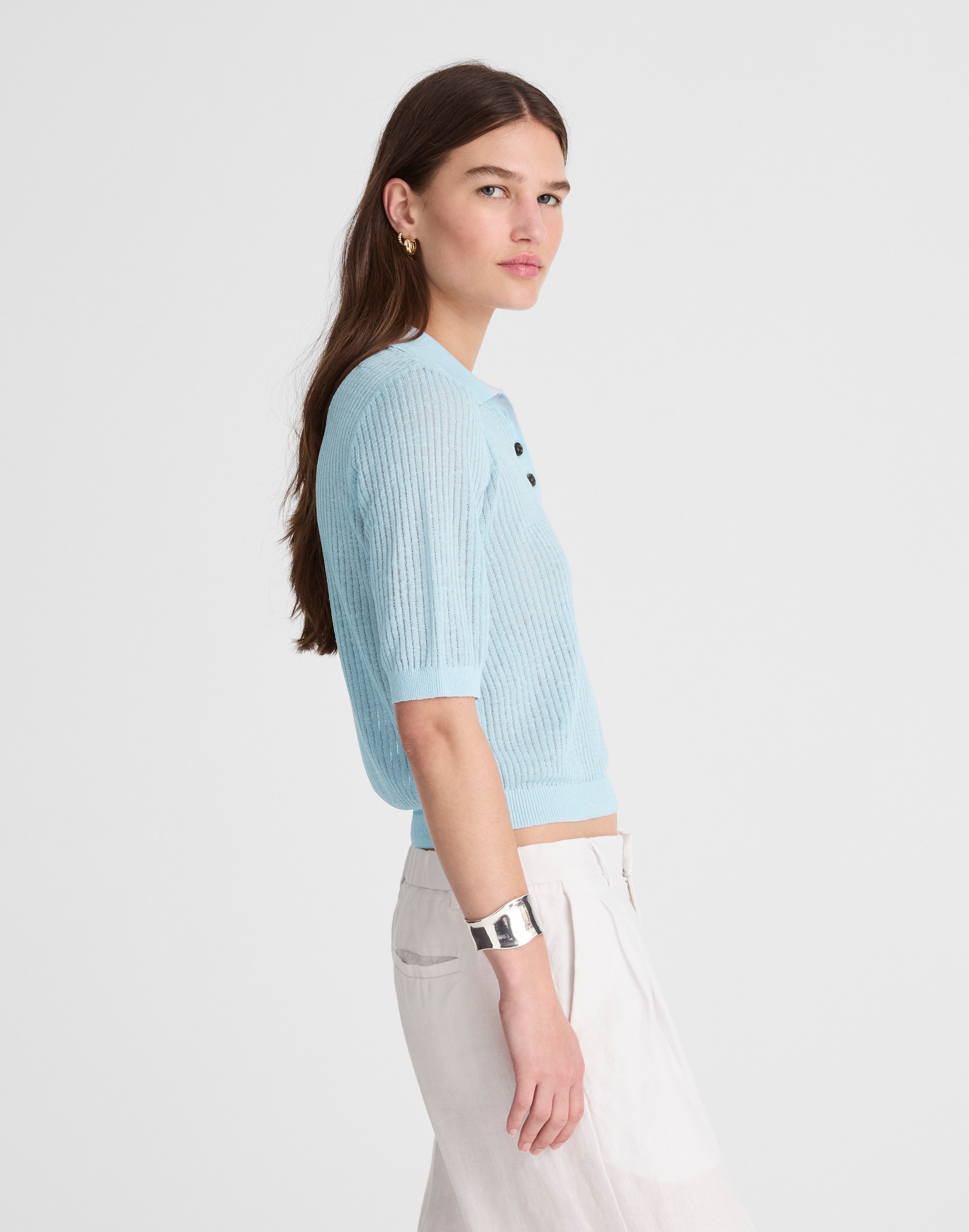 Short-Sleeve Polo Sweater Tee