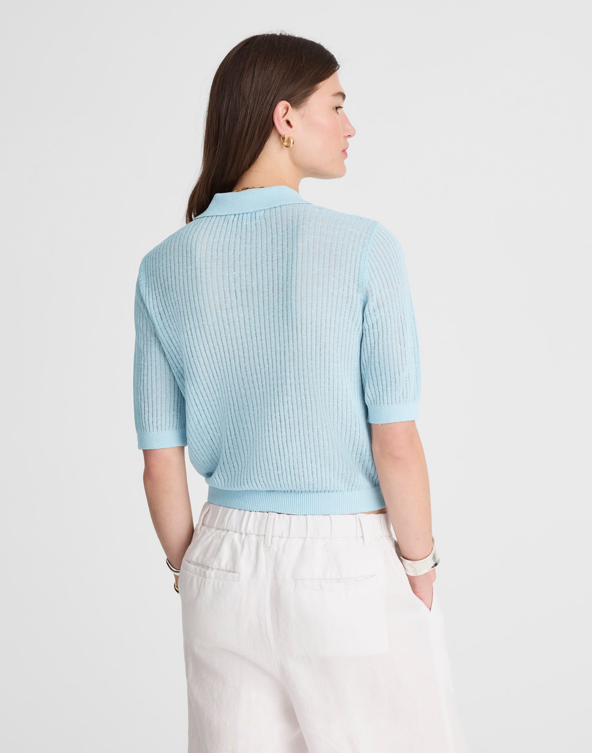 Short-Sleeve Polo Sweater Tee