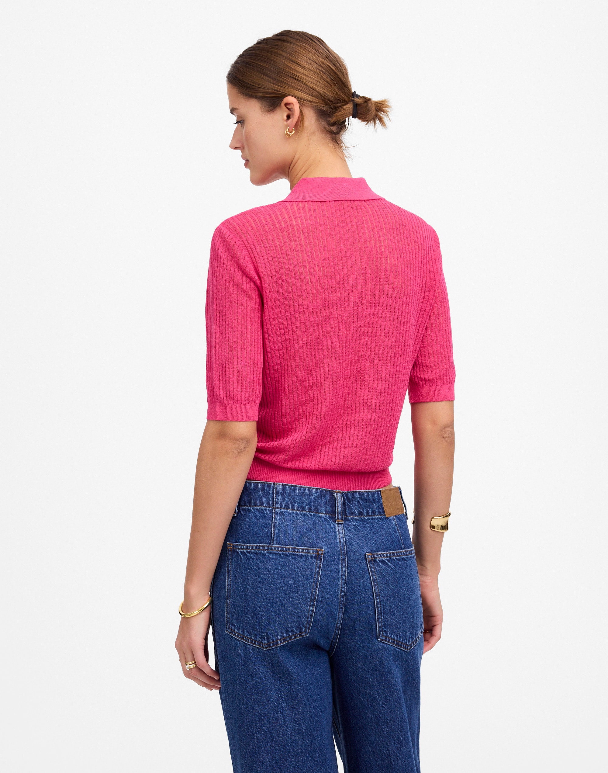 Short-Sleeve Polo Sweater Tee