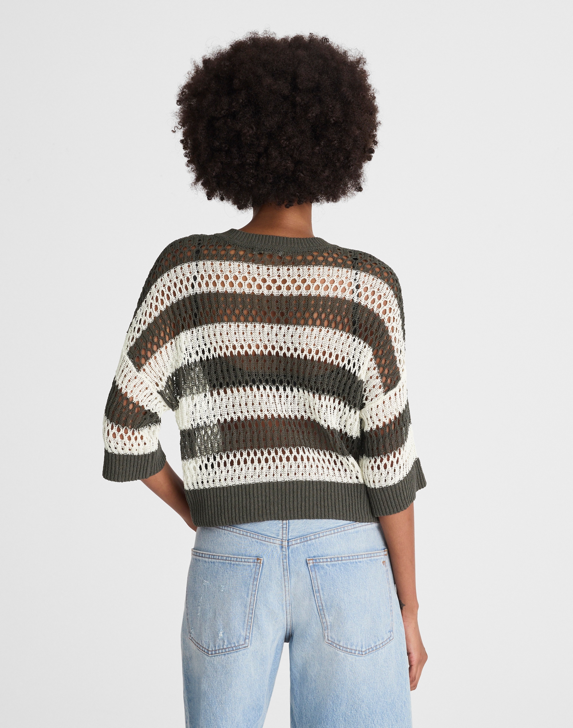 Relaxed Open-Stitch Sweater Tee