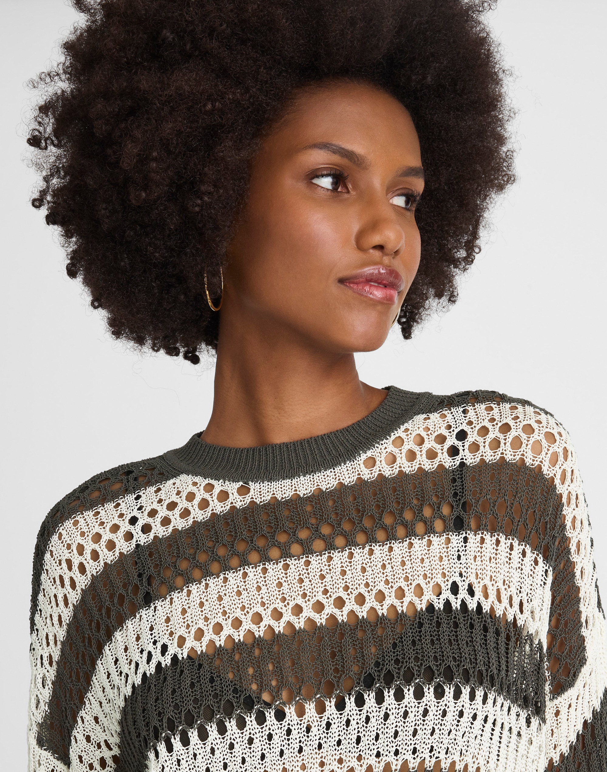 Relaxed Open-Stitch Sweater Tee