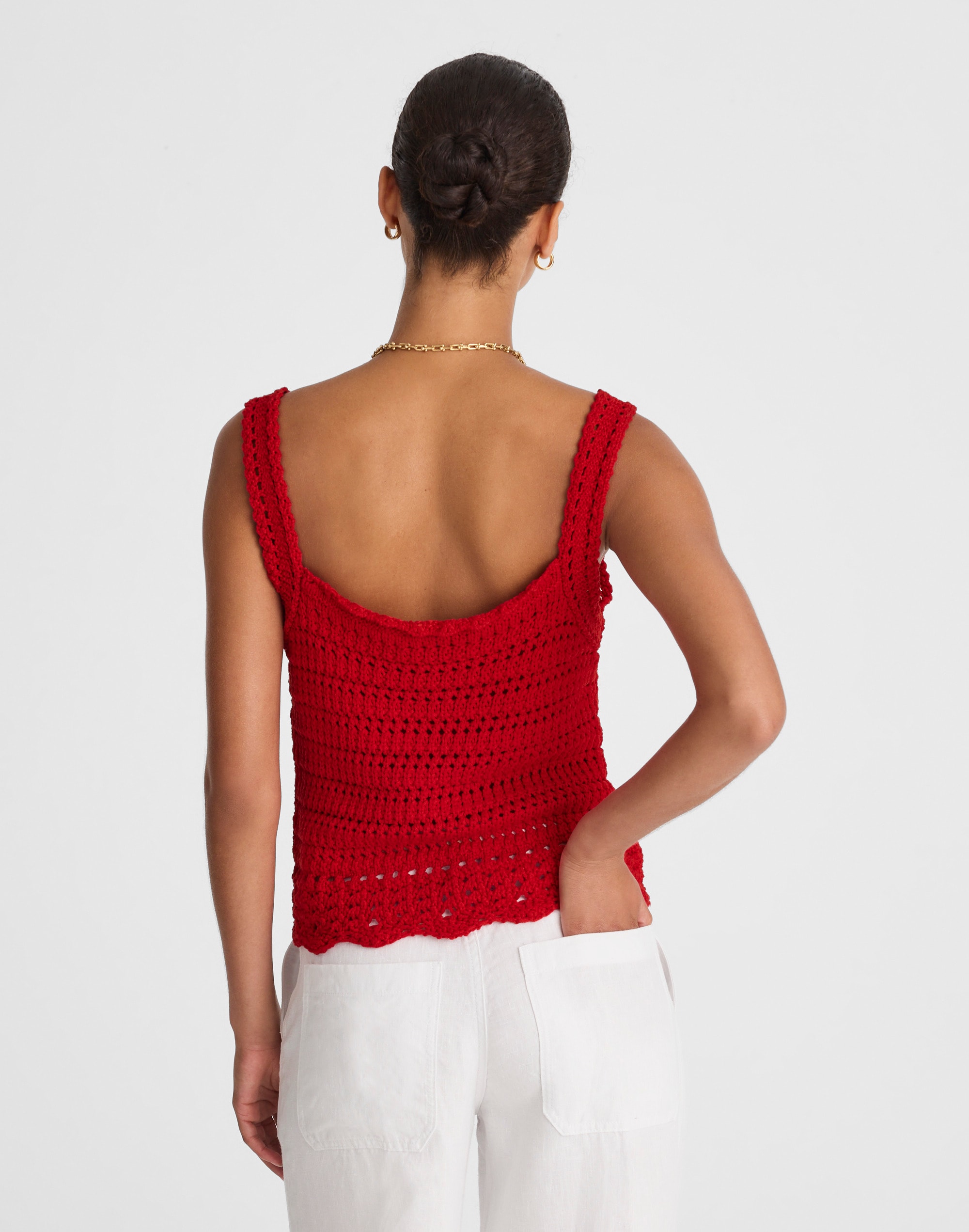Crochet-Stitch Cotton Sweater Tank