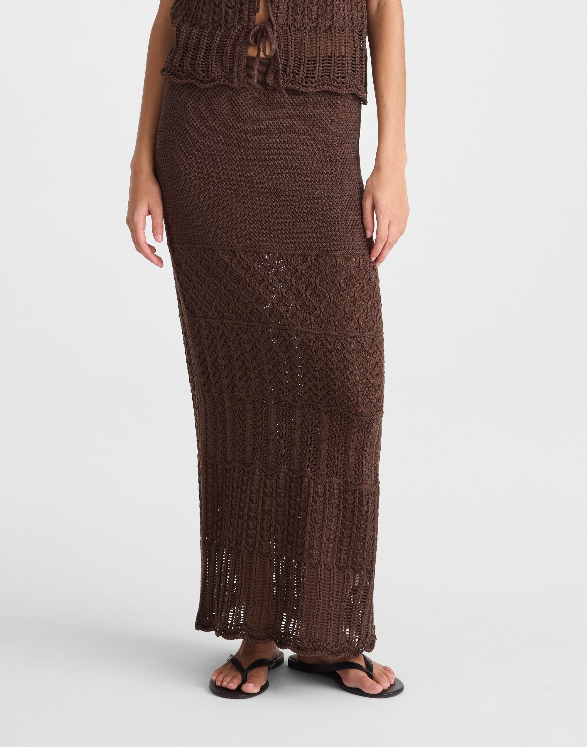 Pointelle-Stitch Maxi Skirt