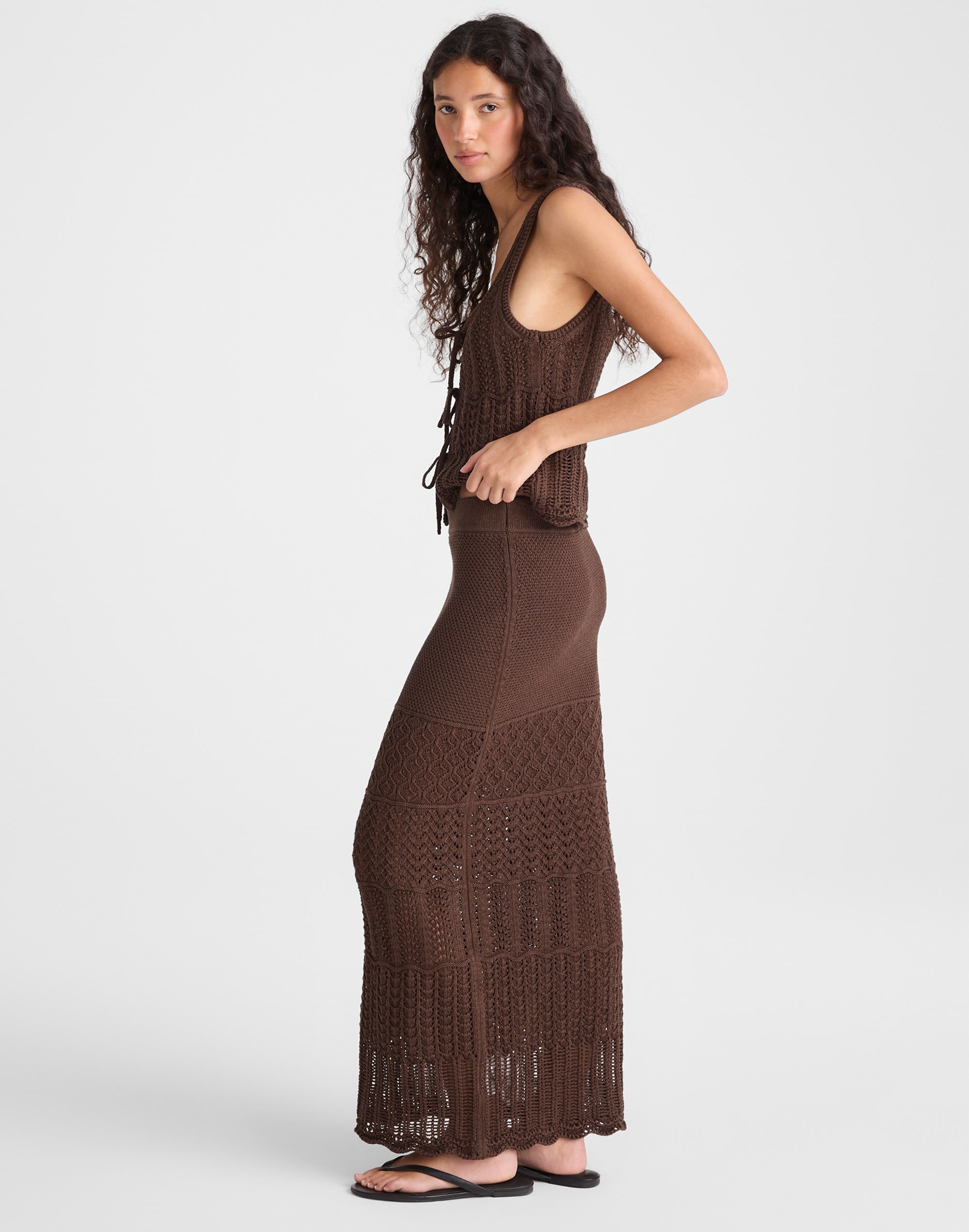 Pointelle-Stitch Maxi Skirt