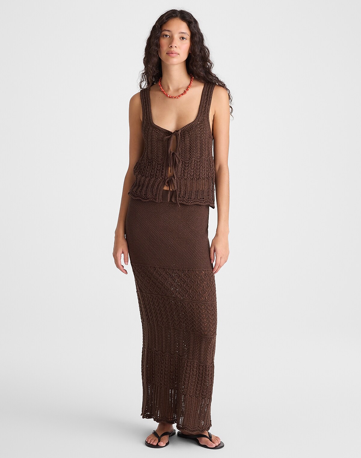 Pointelle-Stitch Maxi Skirt