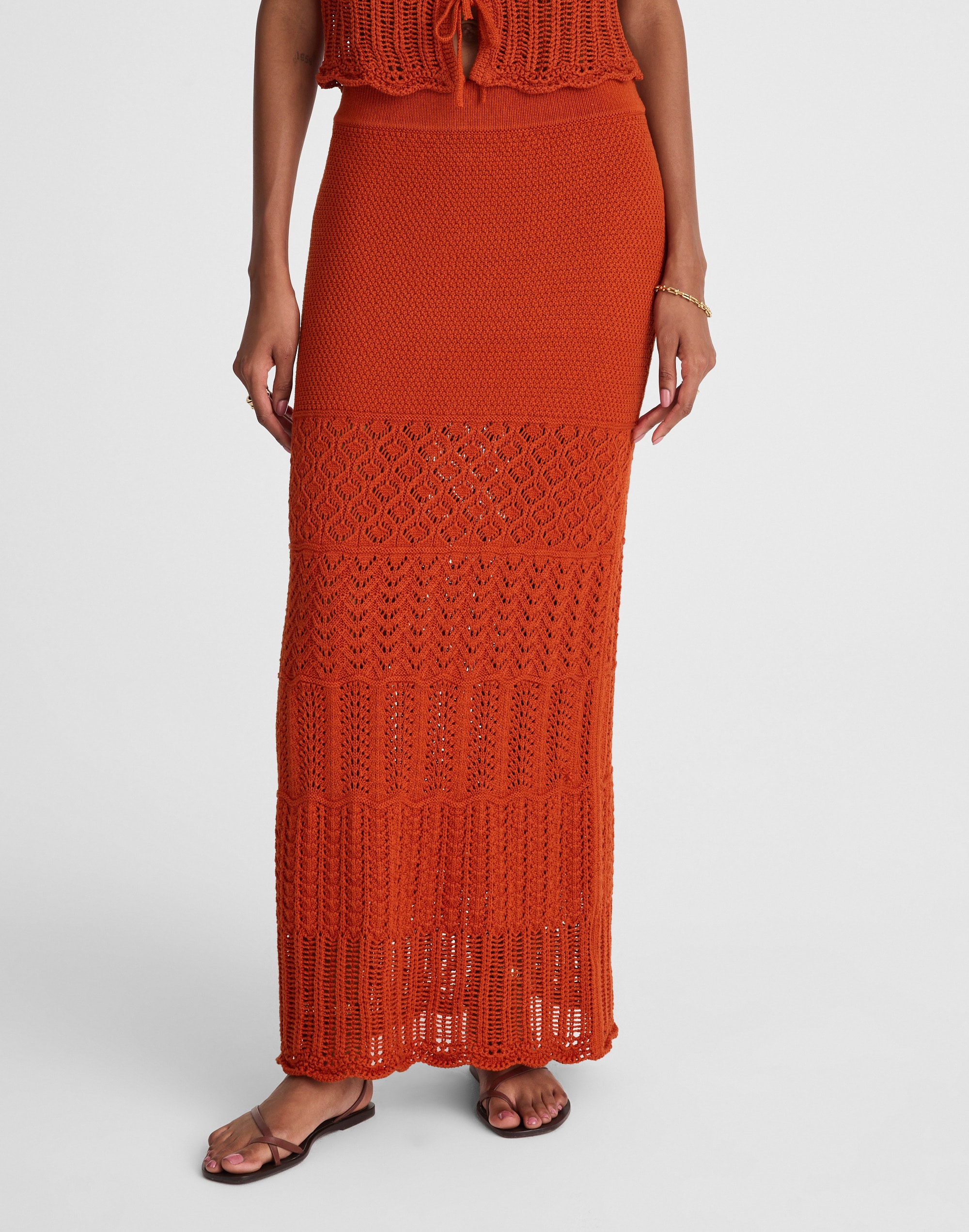 Pointelle-Stitch Maxi Skirt