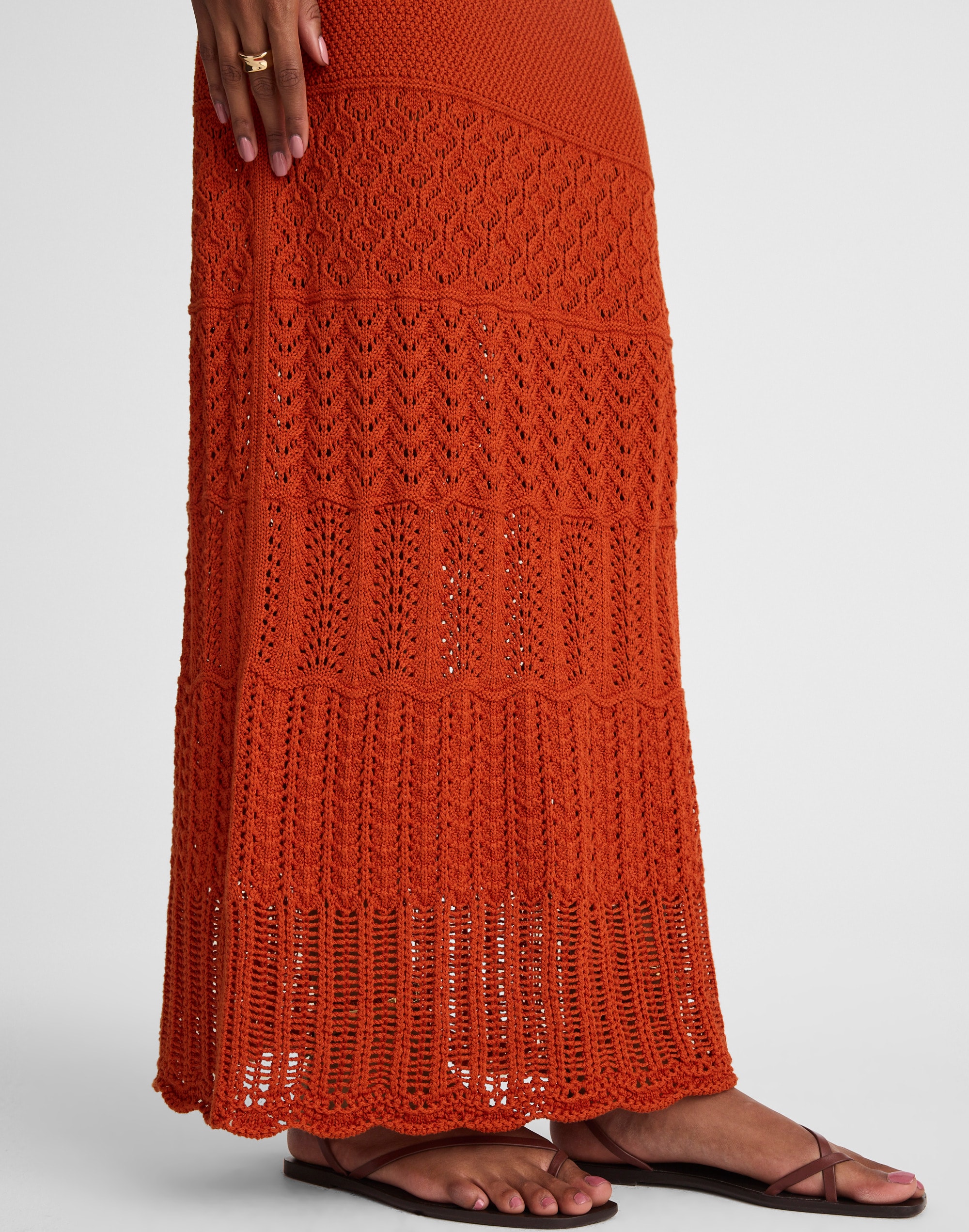 Pointelle-Stitch Maxi Skirt